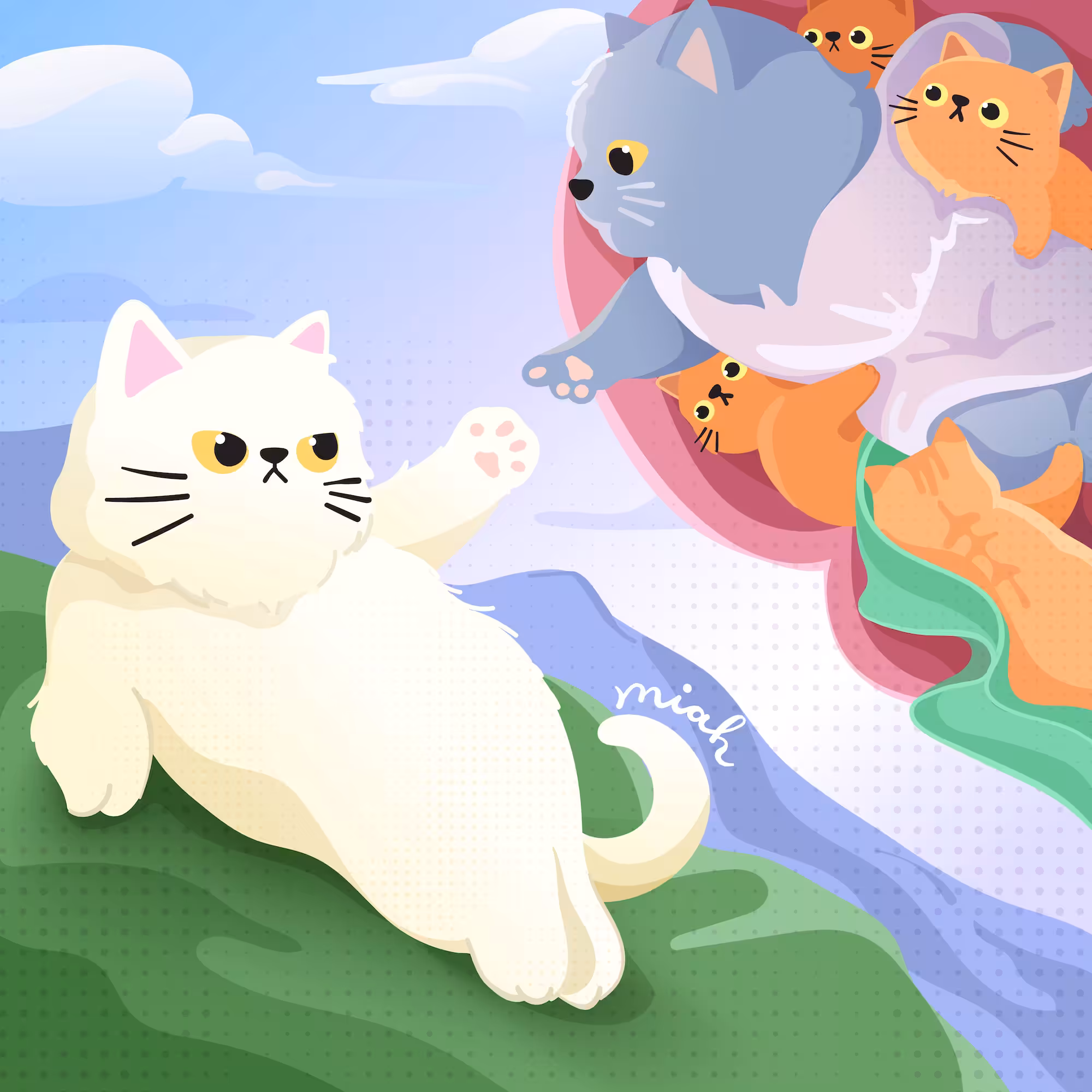 Cat x Famous Painting: Famous Painting : The creation of Meowmeow