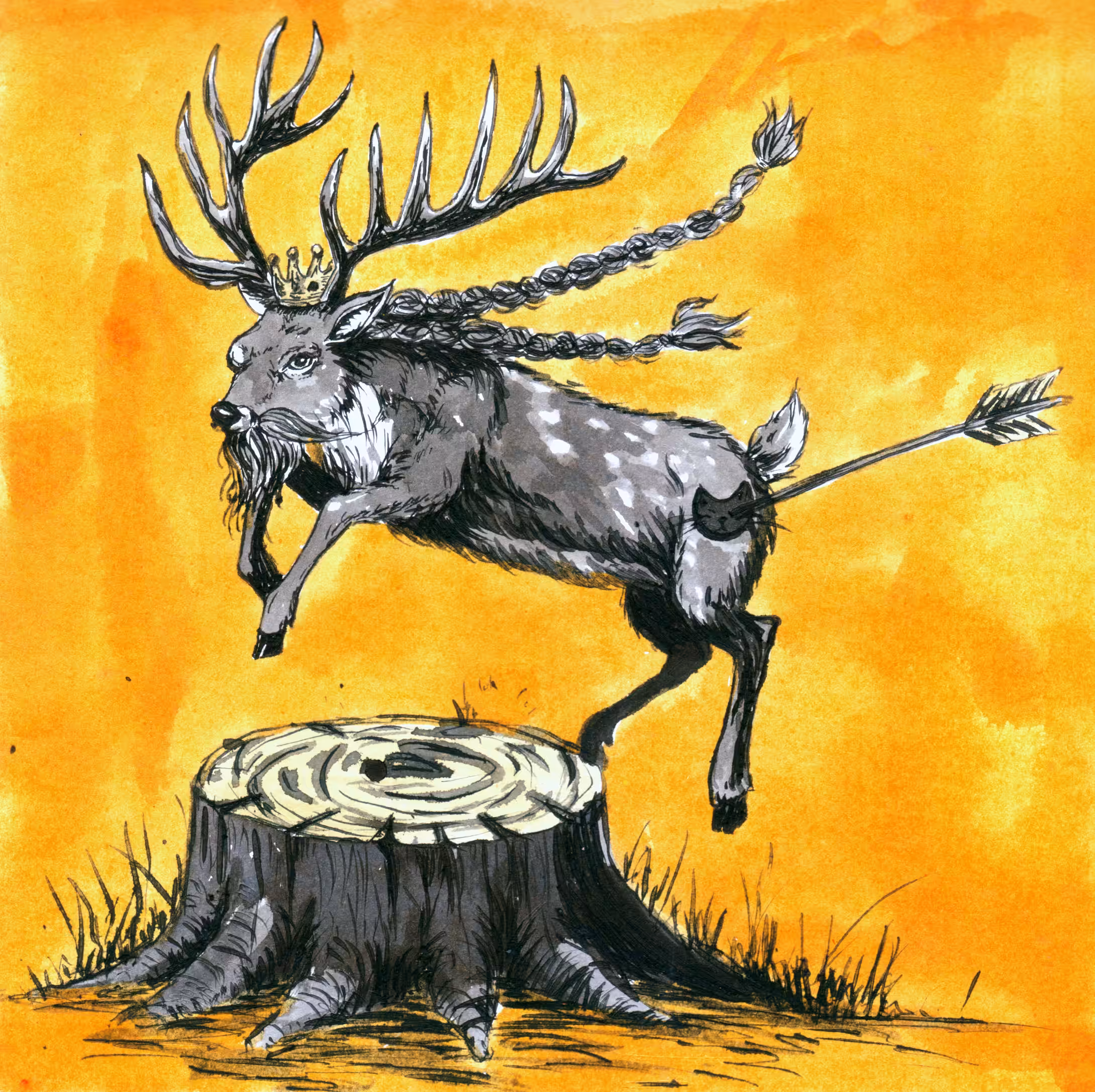 Inktober: The Leap of the Crowned Stag