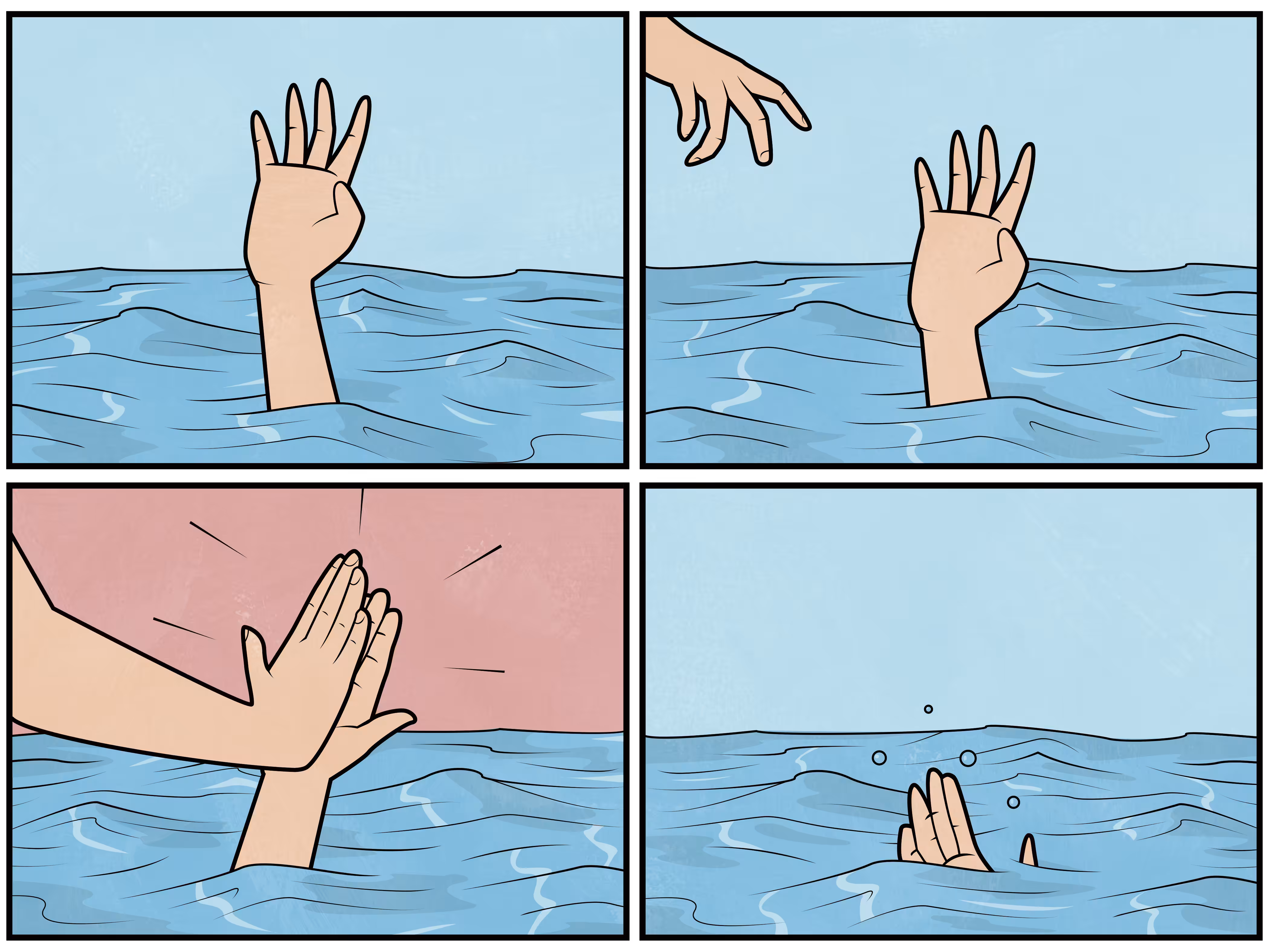 Drowning High Five Meme