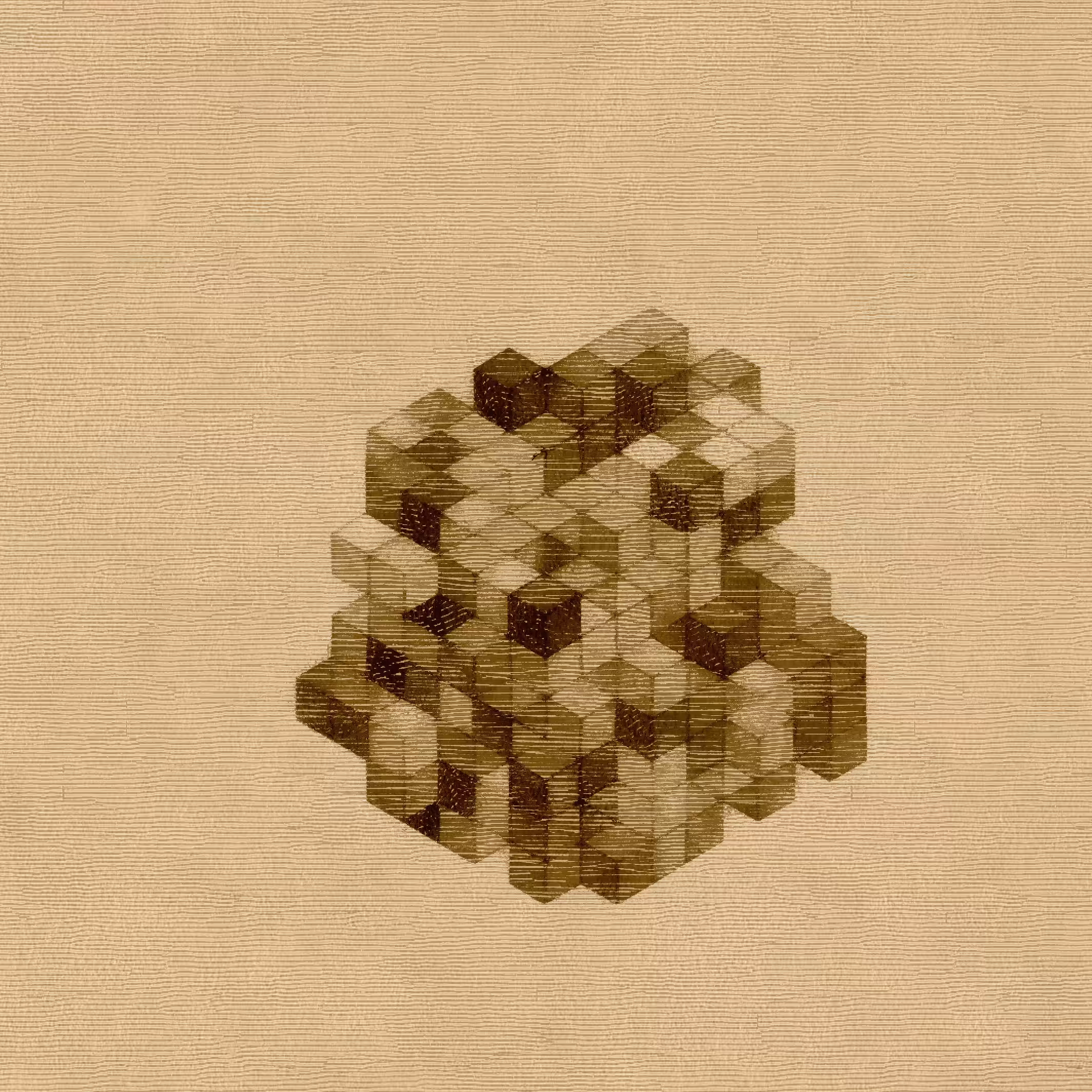 Etched Isometric Wooden Cubes #6