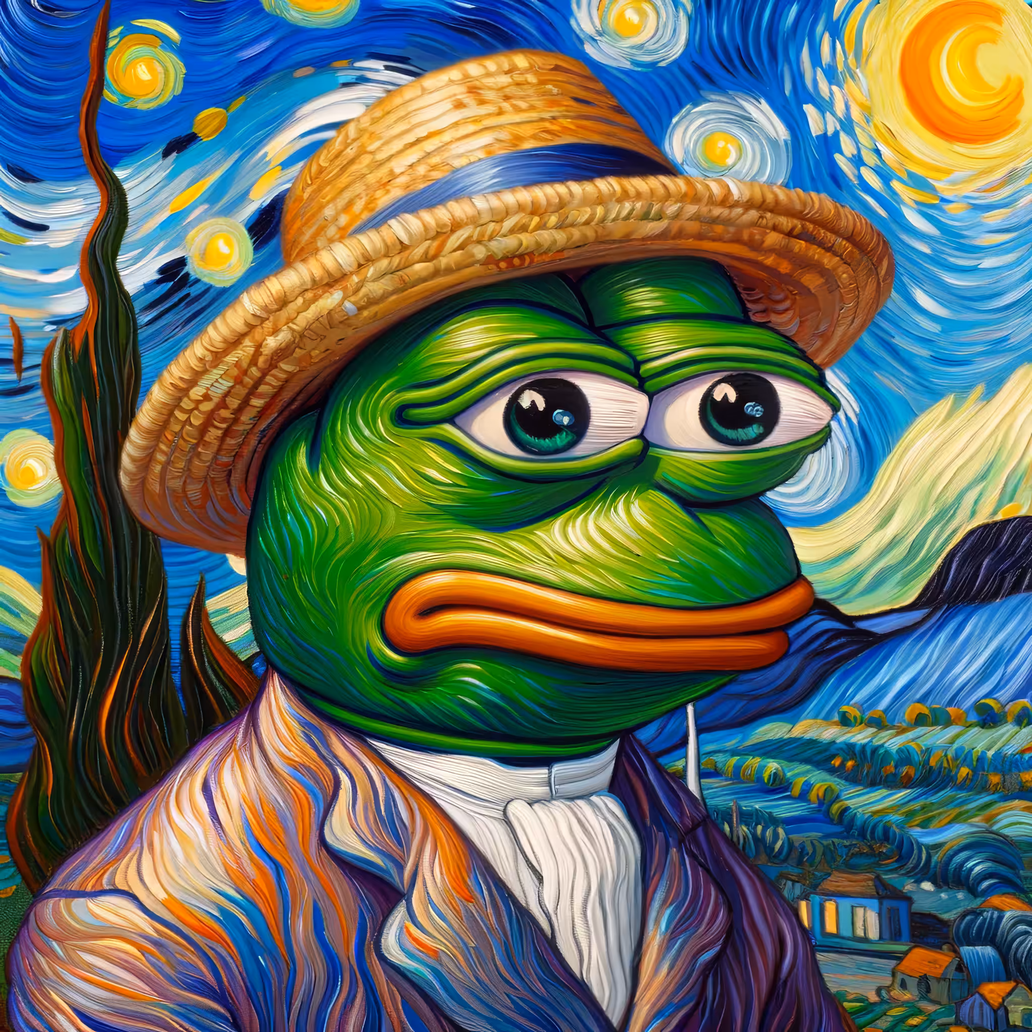 Self Portrait with a Straw Hat - Pepe von Gogh