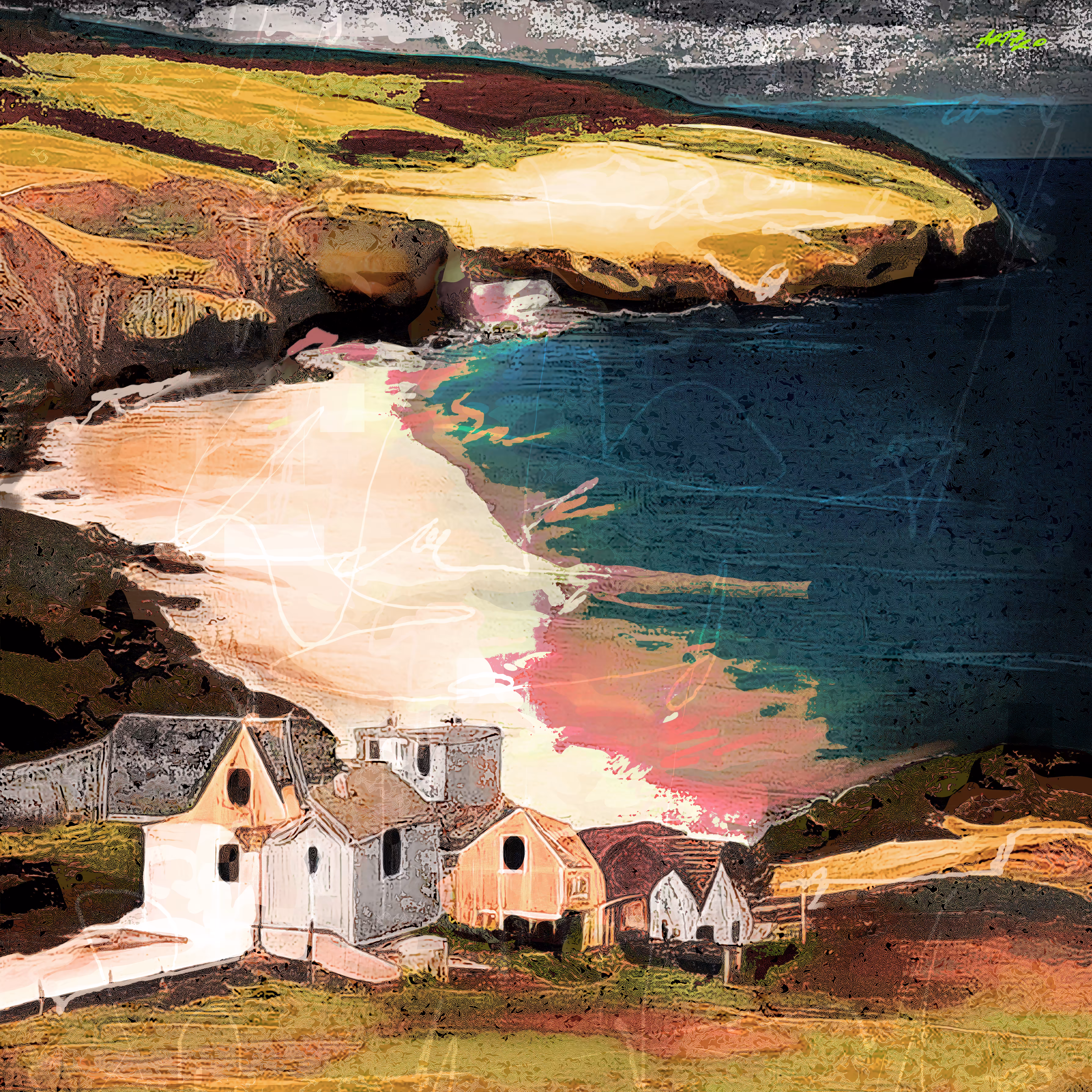☘ Irish Dream Beach House, 60x60cm, 300DPI, Printable Digital Art ☘ I followed my heart, and it led me to the beach. ☘ #yellow