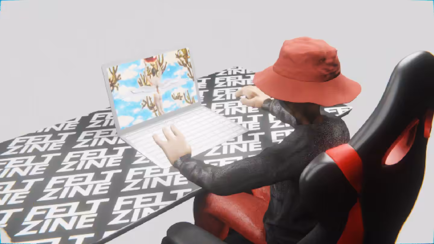Desktop by Felt Zine: Desktop #276: The Hypebeast in the Gaming Chair With a Hanging Light and a Gardens Monitor on a Felt Zine Table in The Void