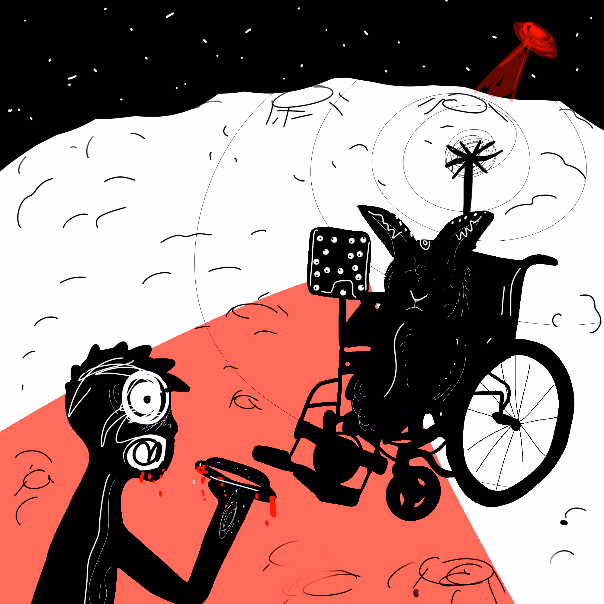 Meeting with eyeless rabbit