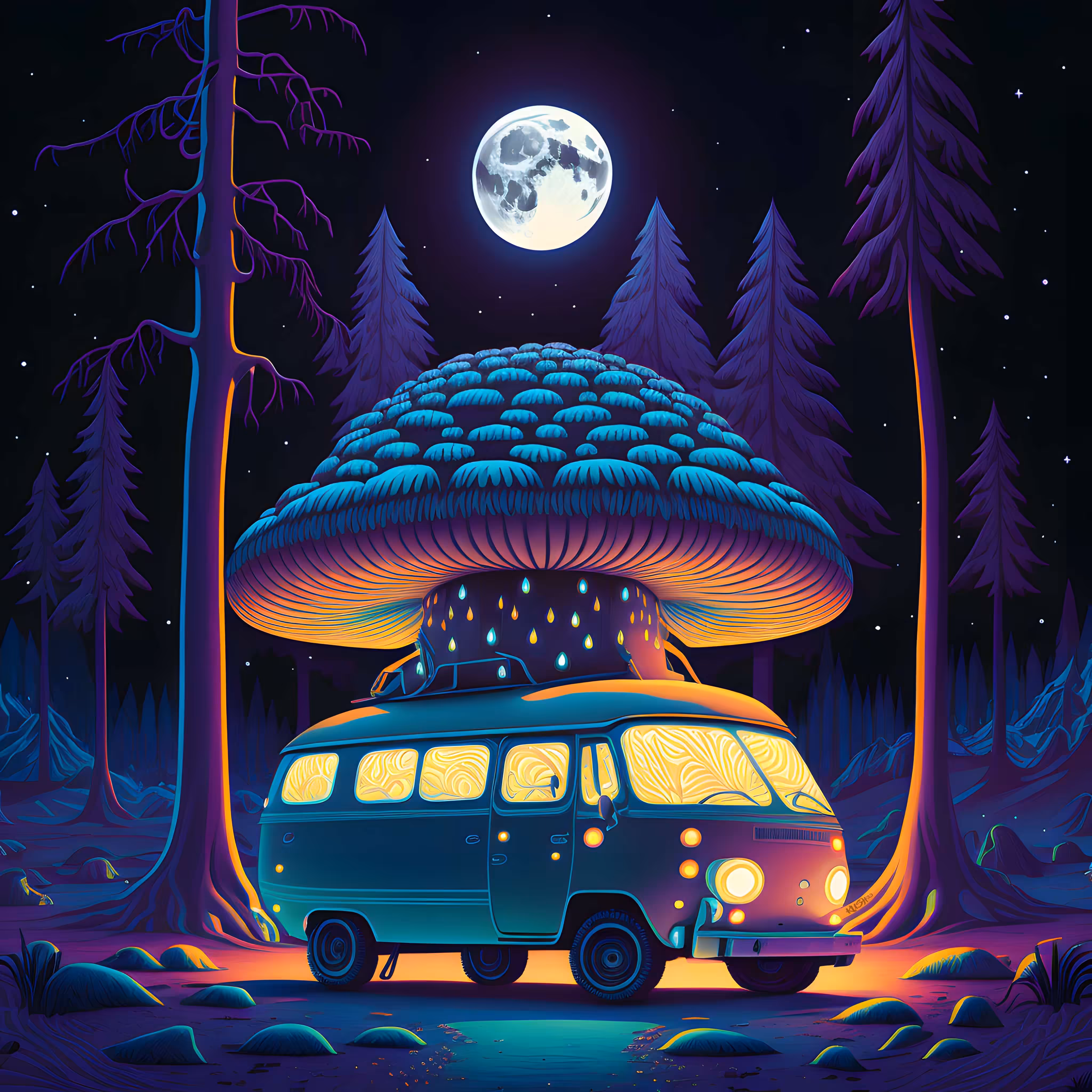 Winter, Forest at Full Moon