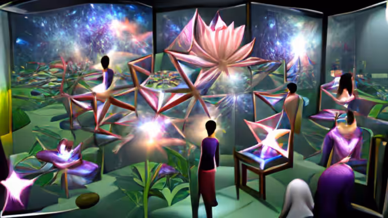 In 9th dimension, a multi-dimensional simulator helps starseeds to experience the beauty of variety through samsara. (pixray_genesis)