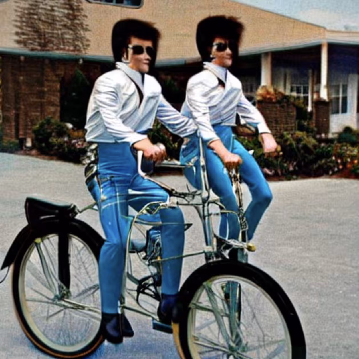 Twin Elvises on Bike