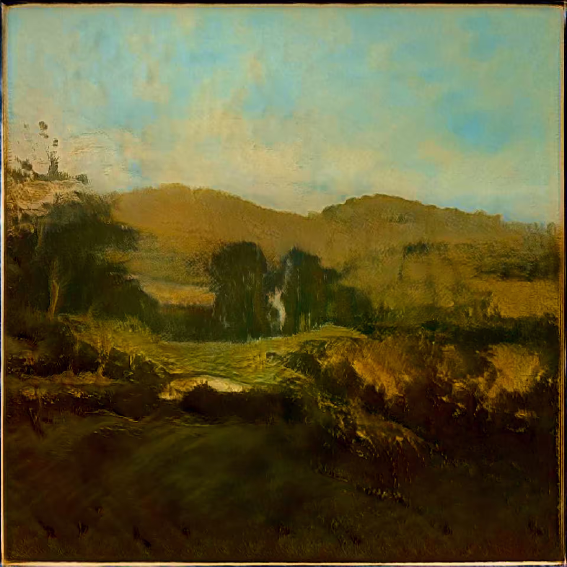 Landscap-e. A man and a person sitting across a big rock formations