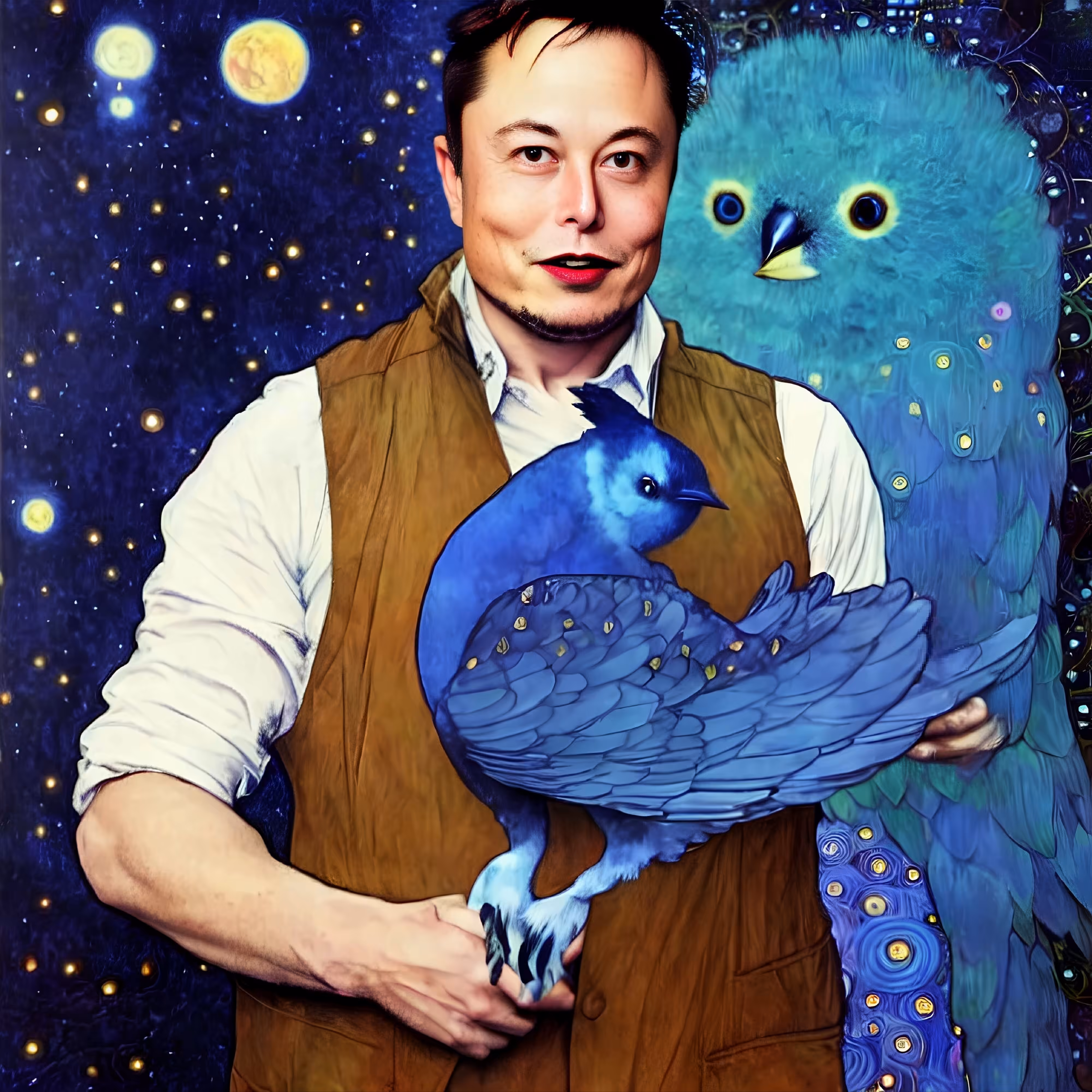 Elon Musk with blue bird