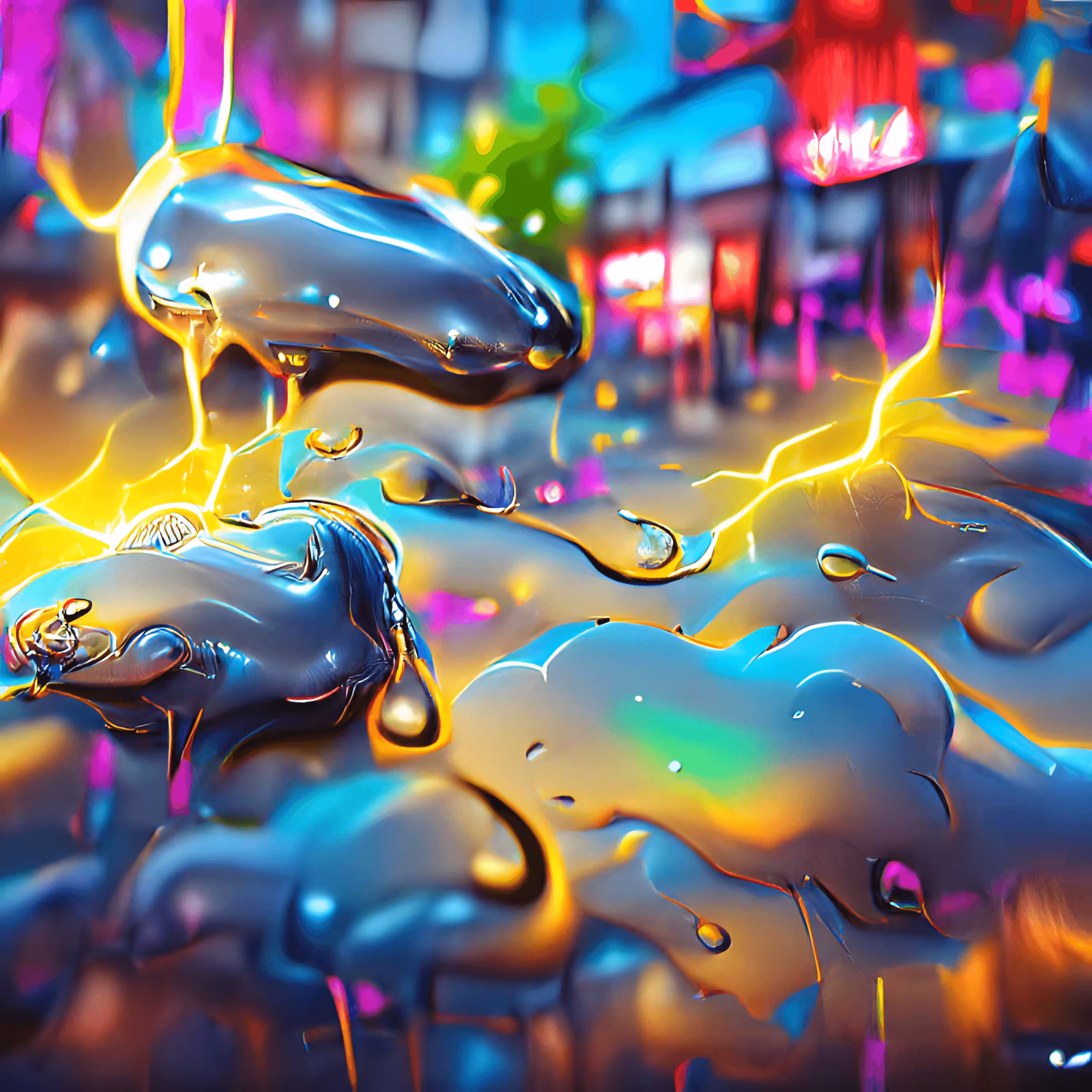 Shiny Metallic Liquid Falling From the Skies