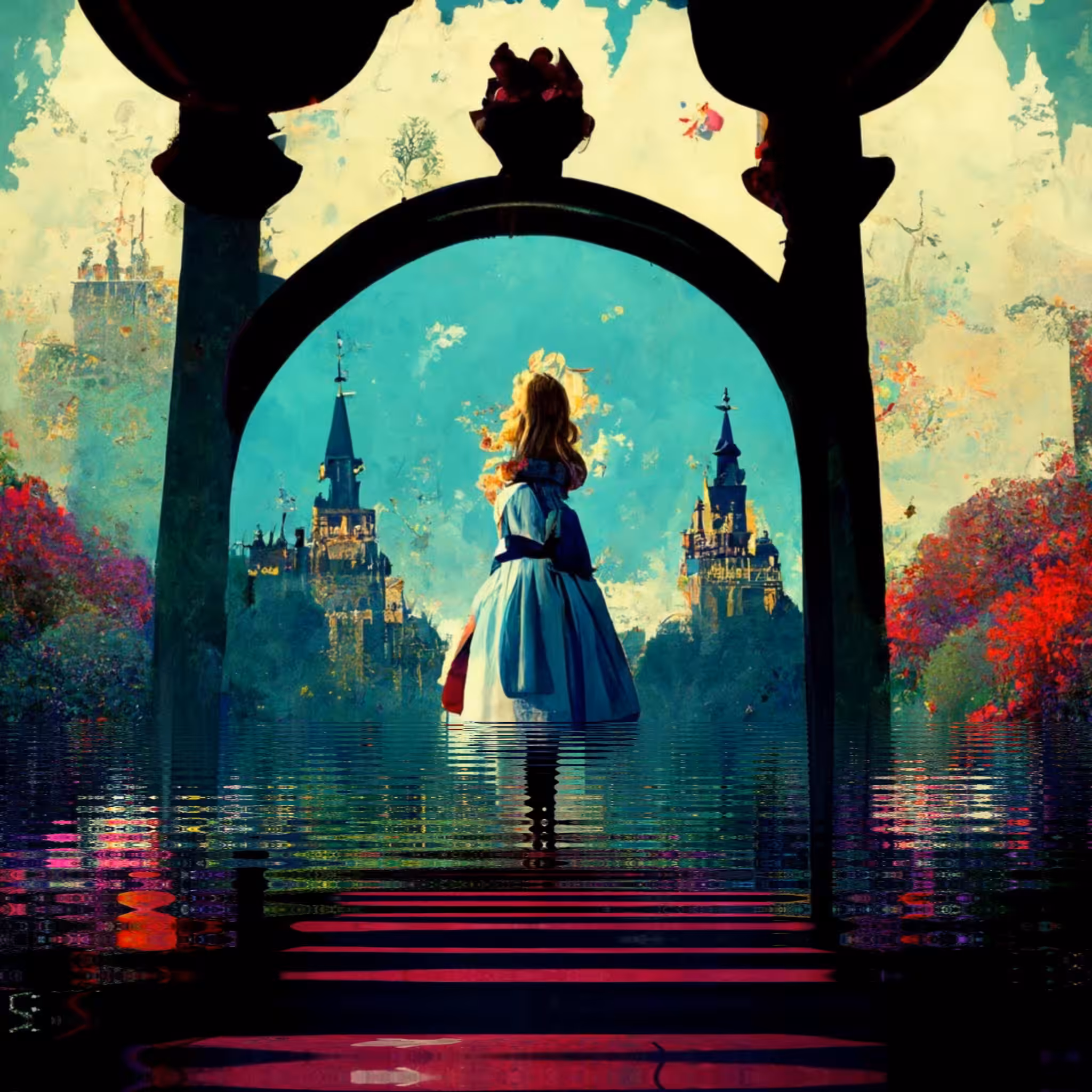The entrance gates to the enchanted castle - Alice in wonderland