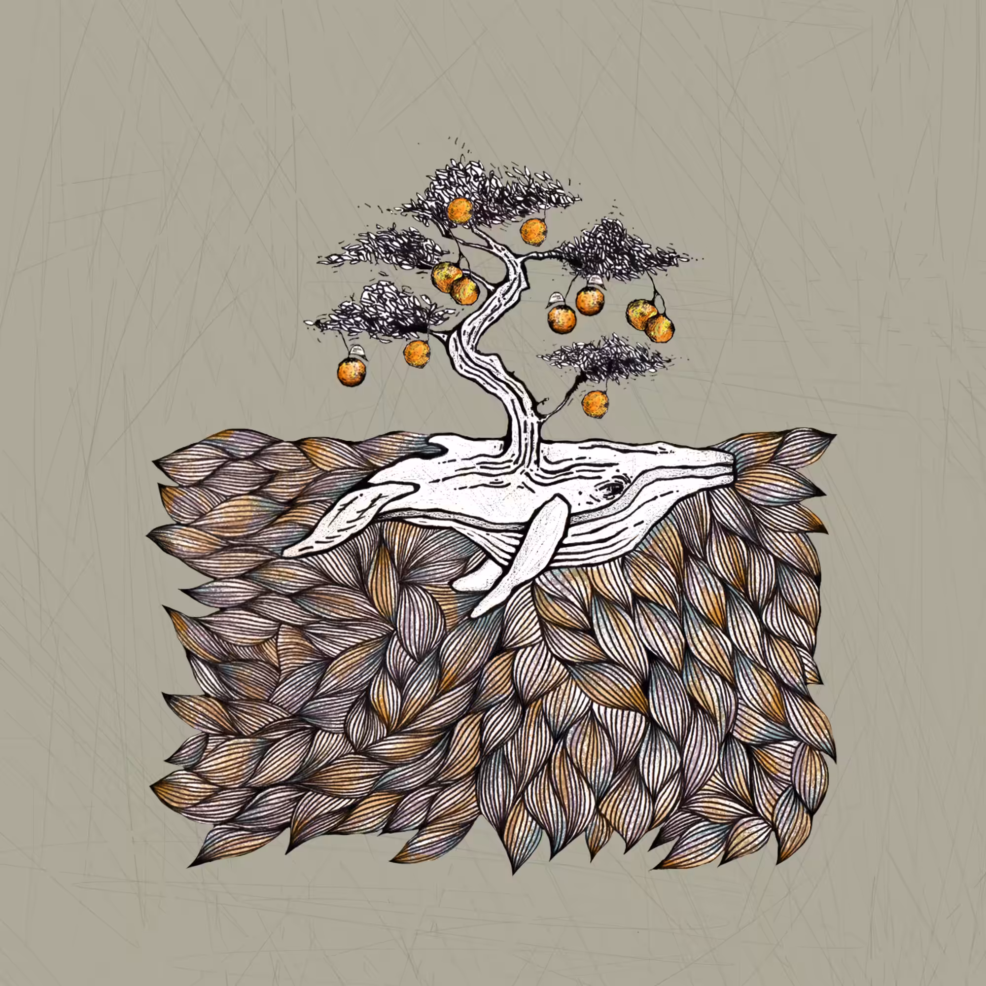 Whale With Tangerine Bonsai