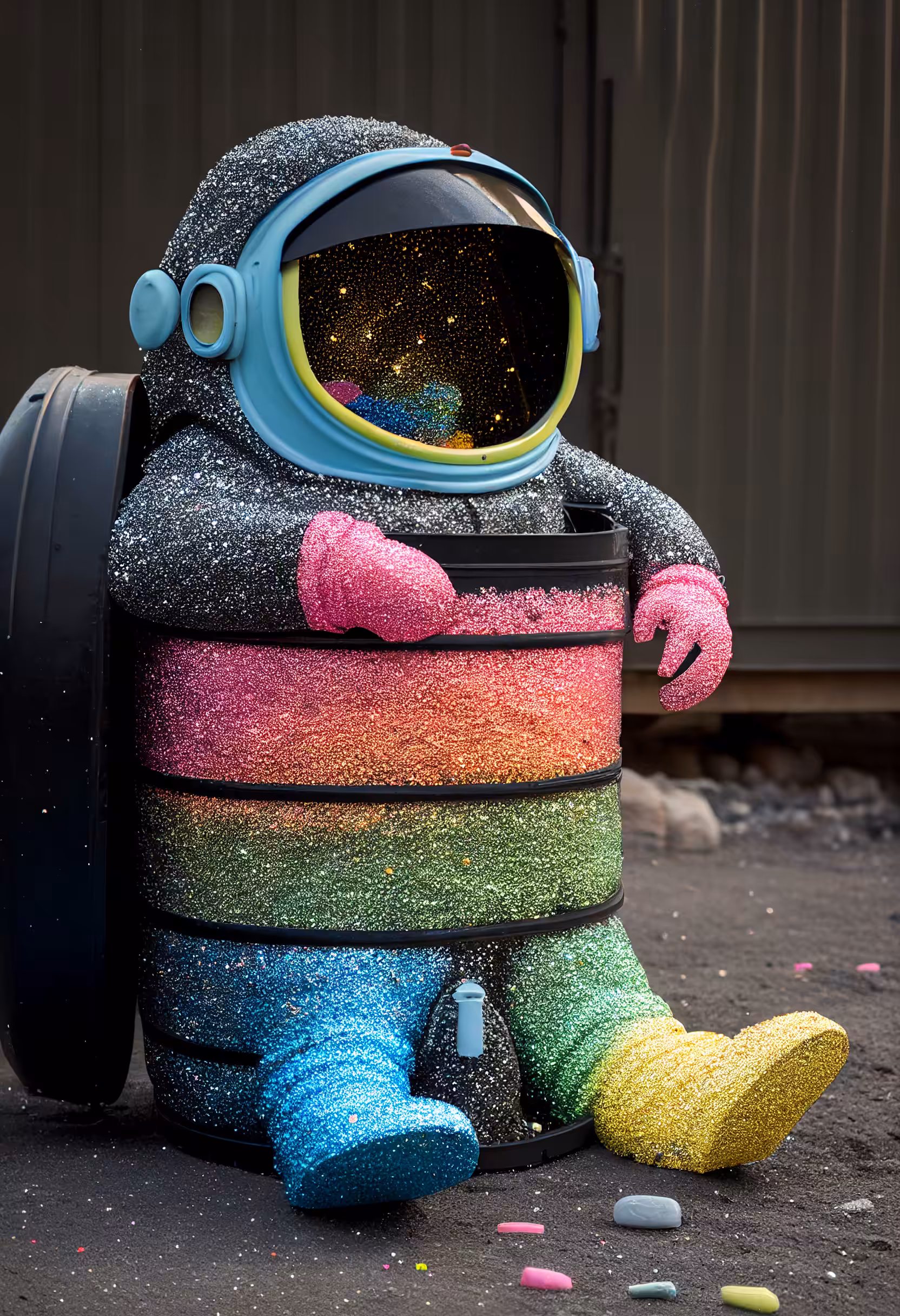 Spacesuit Trash Art