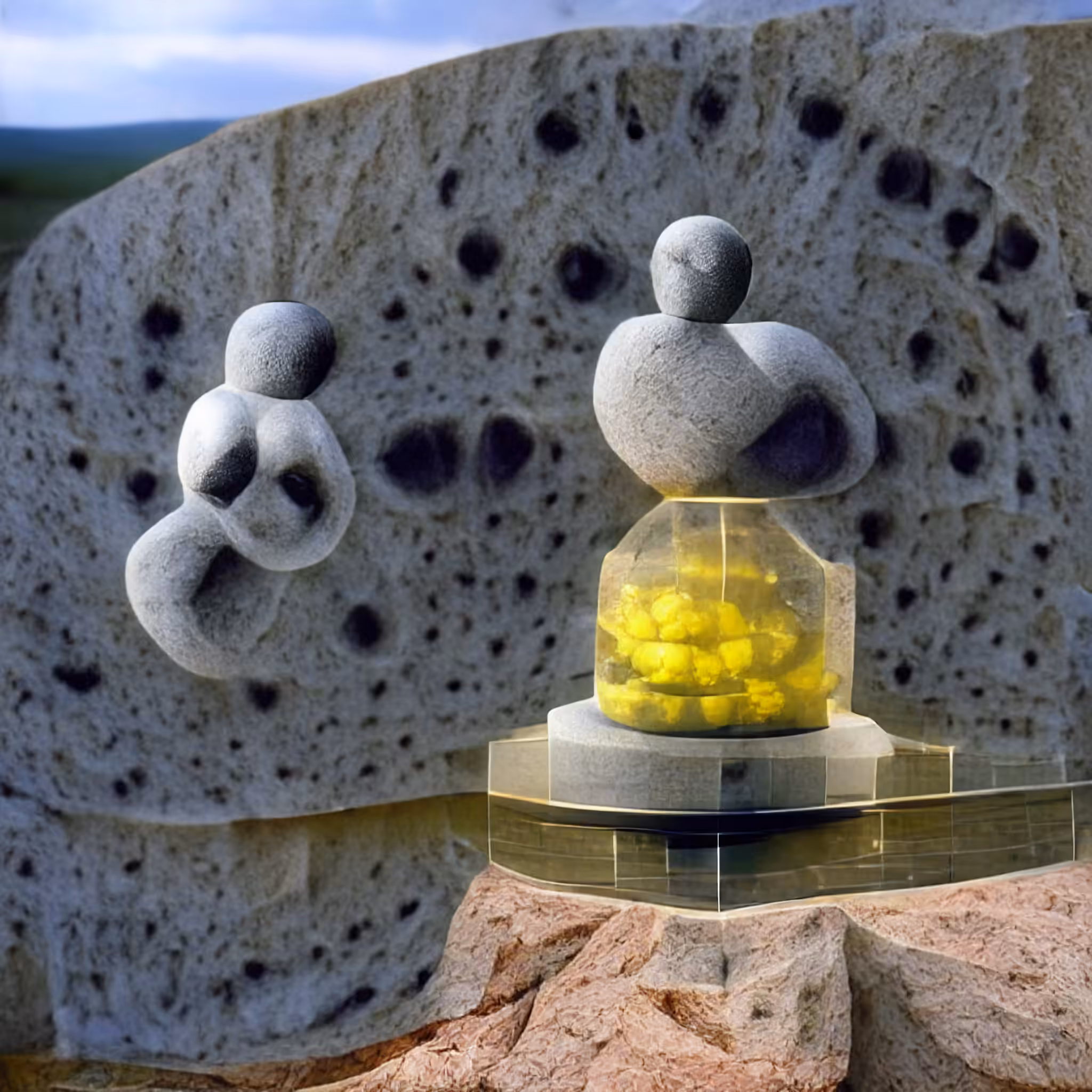 Surreal And Organic Stone Monument To A Plutonium Atom