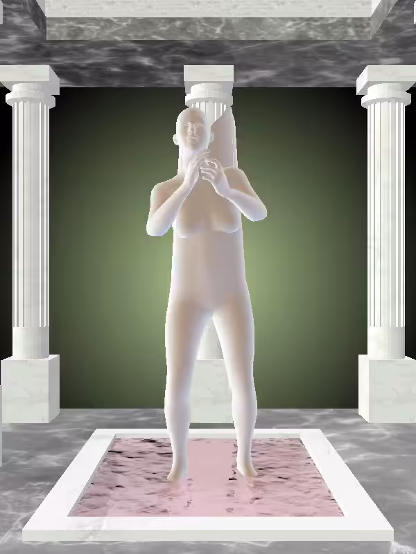HeavenComputer: The Cheering Luminescent Beige Woman #2169