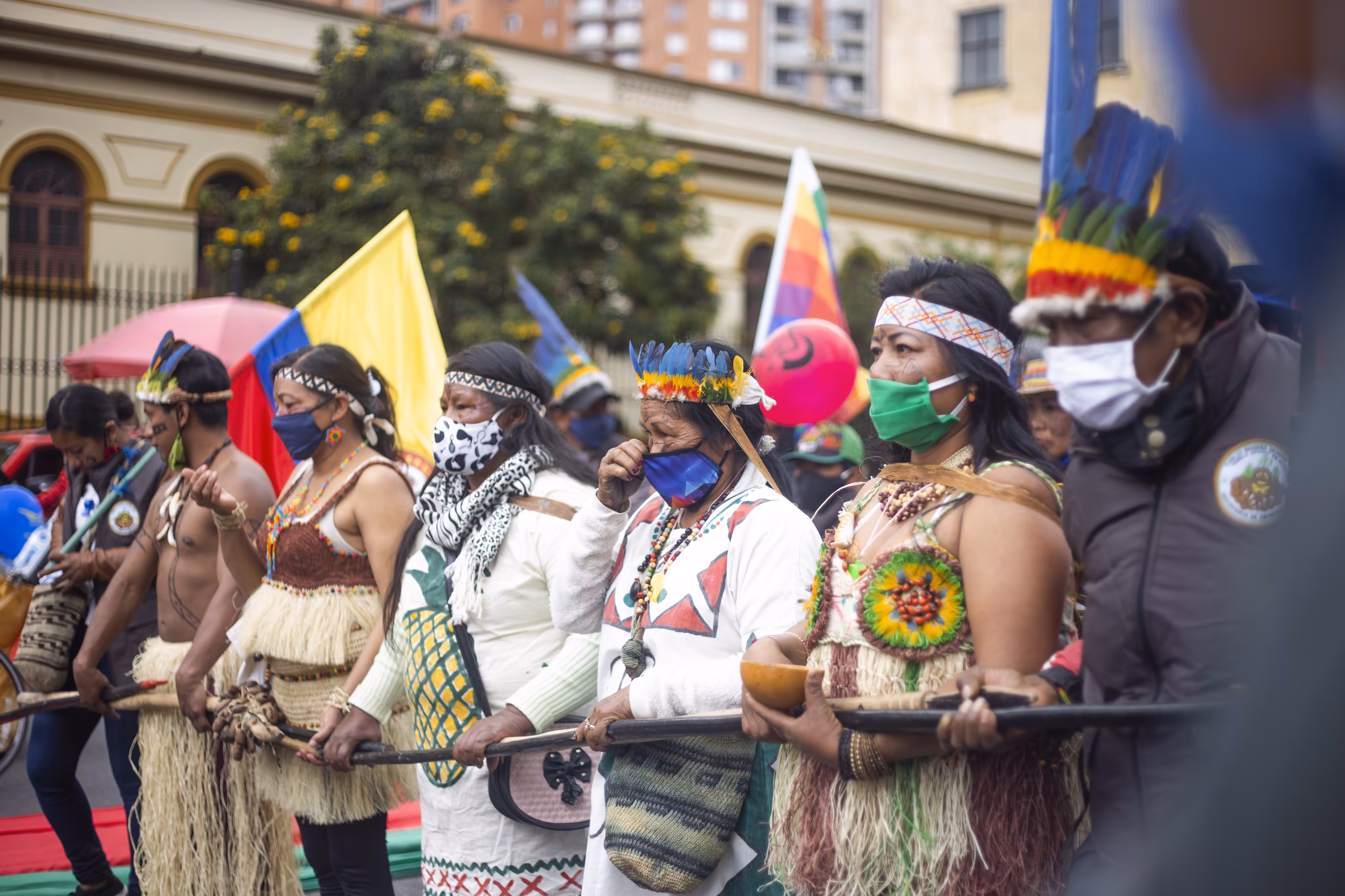 Indigenous women protesting