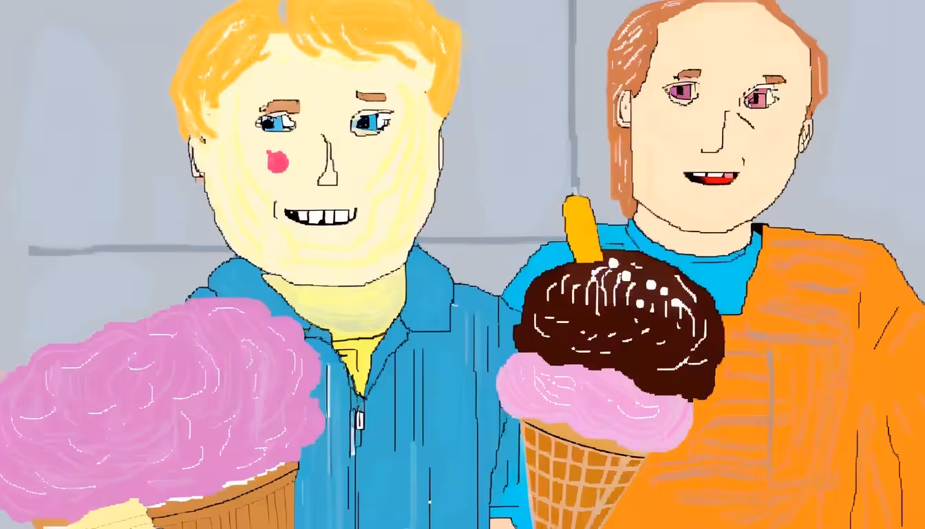 Zane and Nigel, gelato tourists
