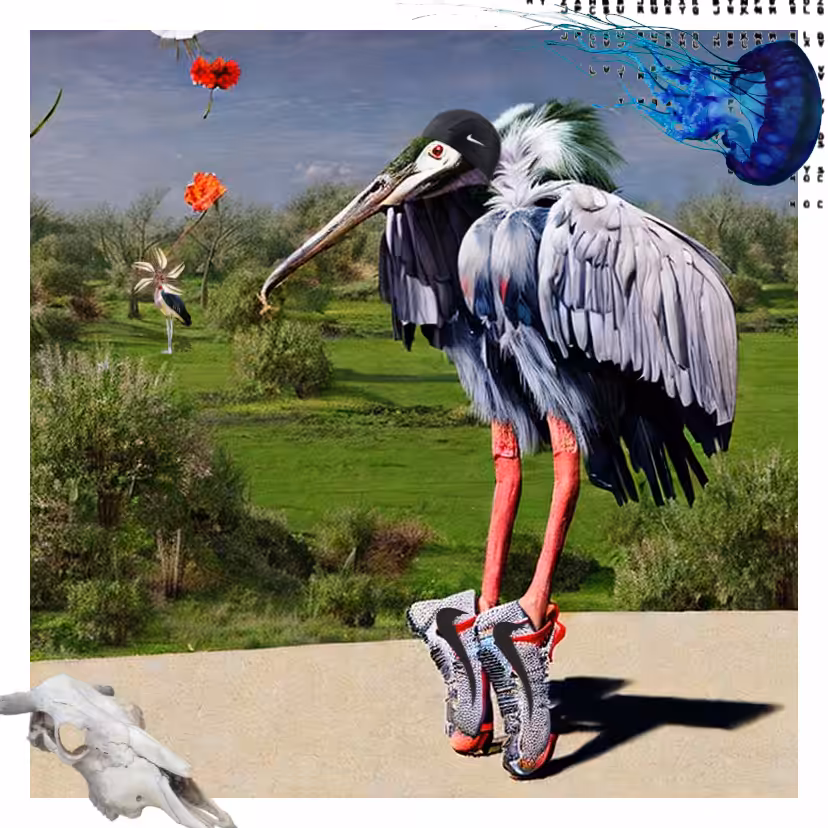 A strange marabou stork as a fashion designer #003