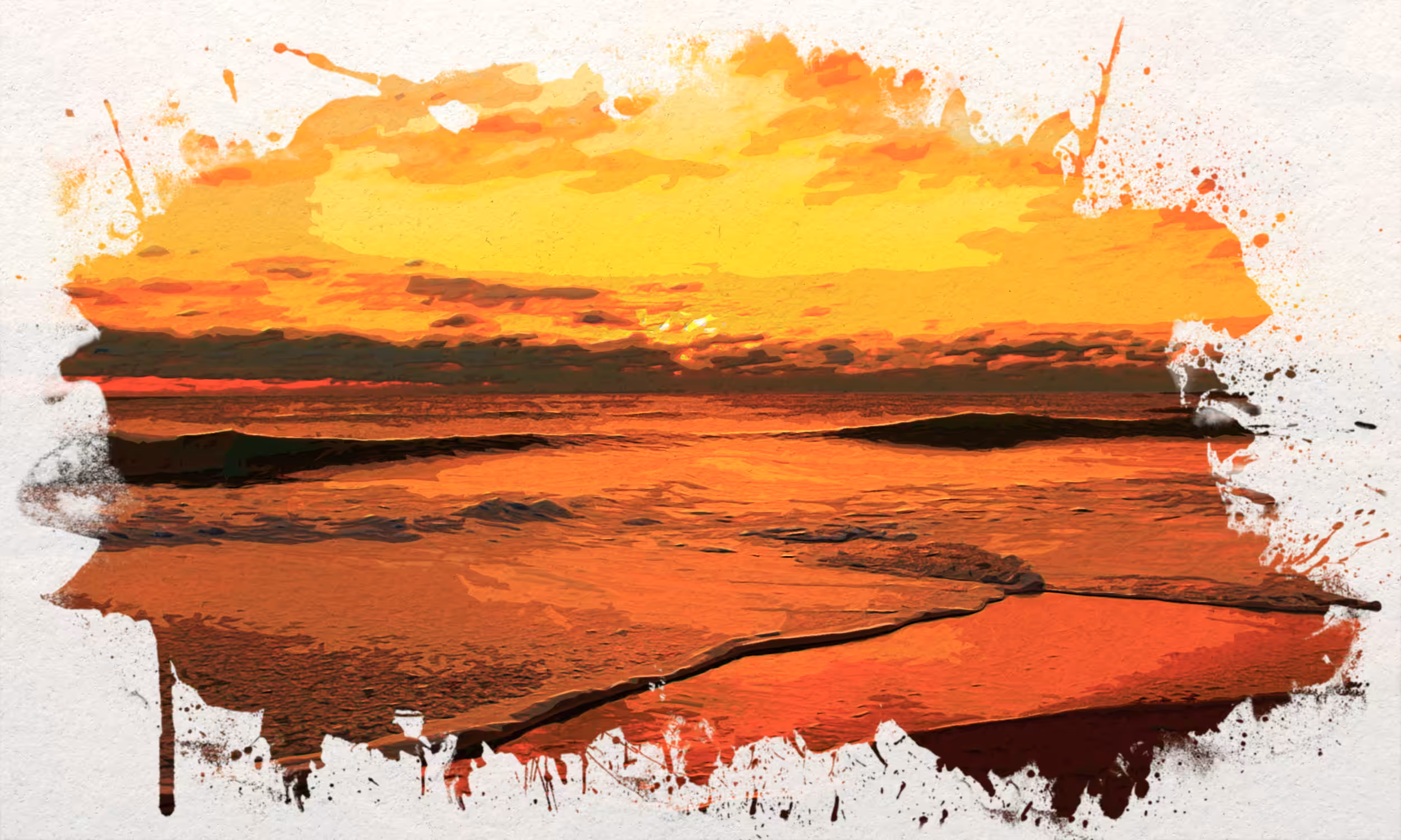 Fiery Sunset On The Beach