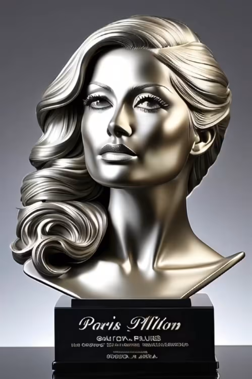 FAMOUS SCULPTURES: Paris Hilton - Portrait Silver Sculpture