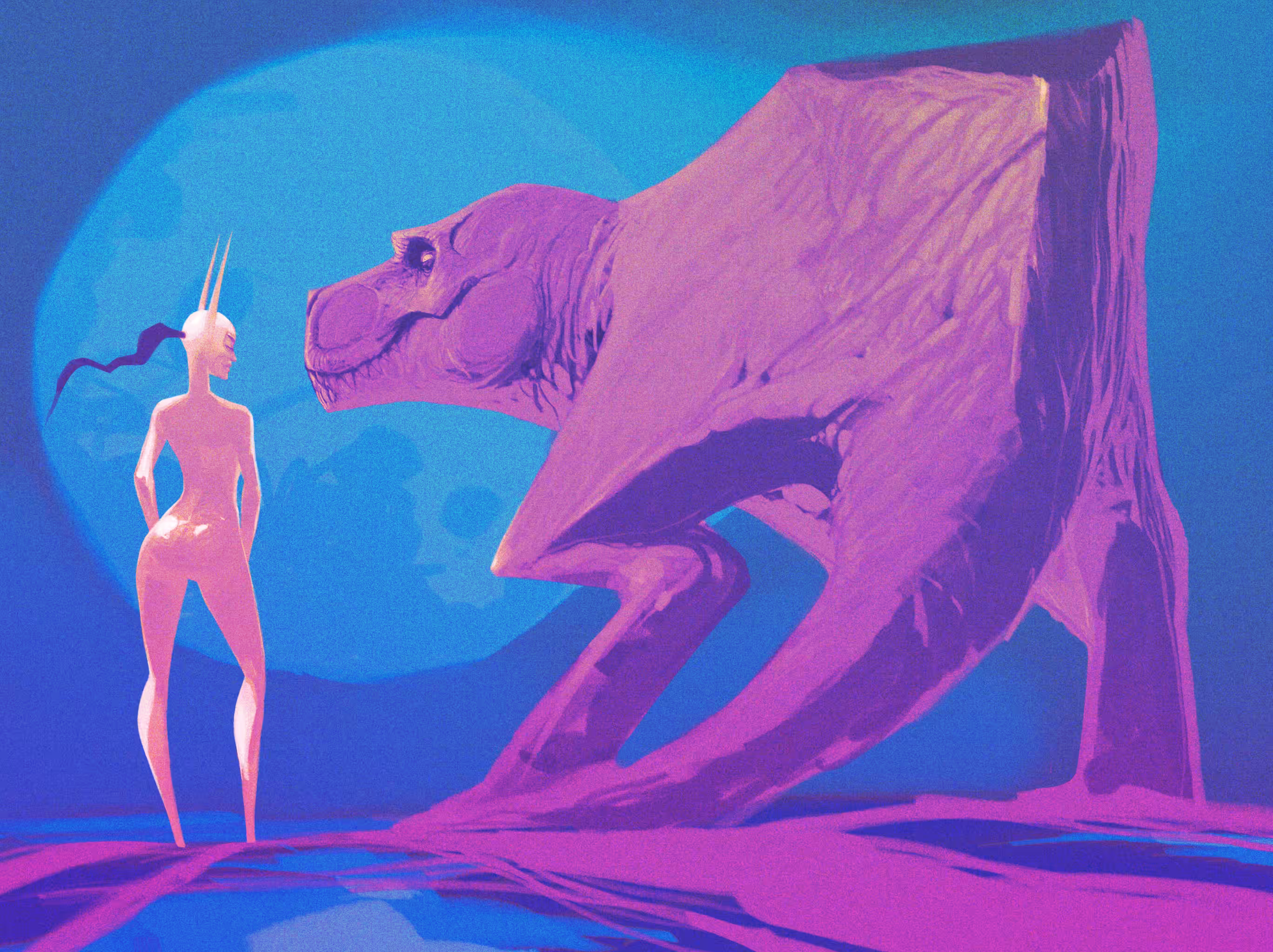 Catwoman and T-Rex