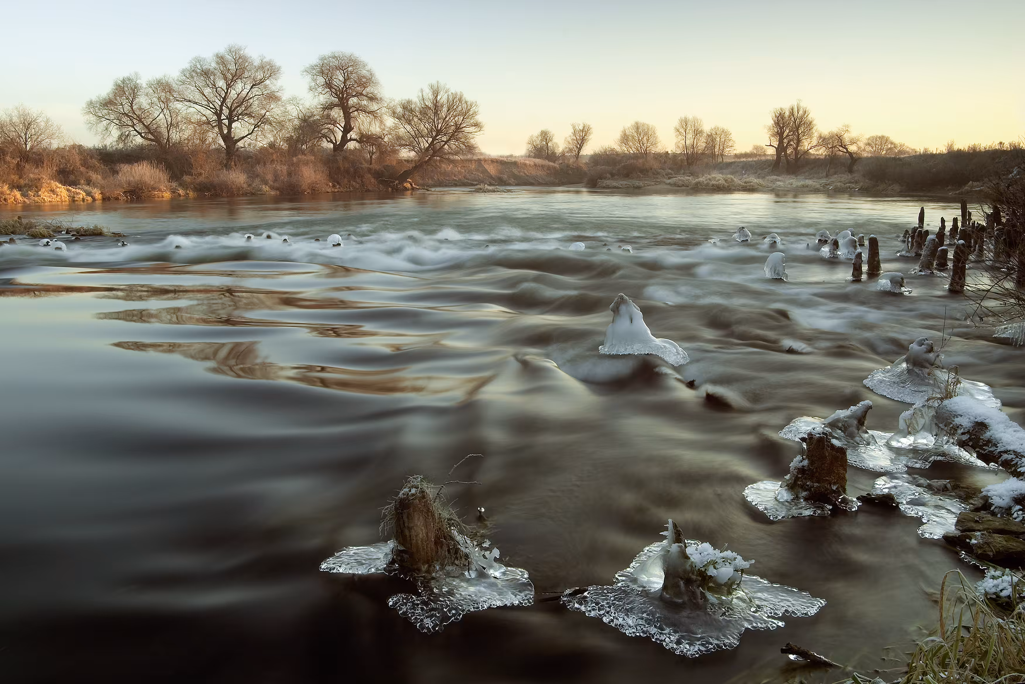 The river flows