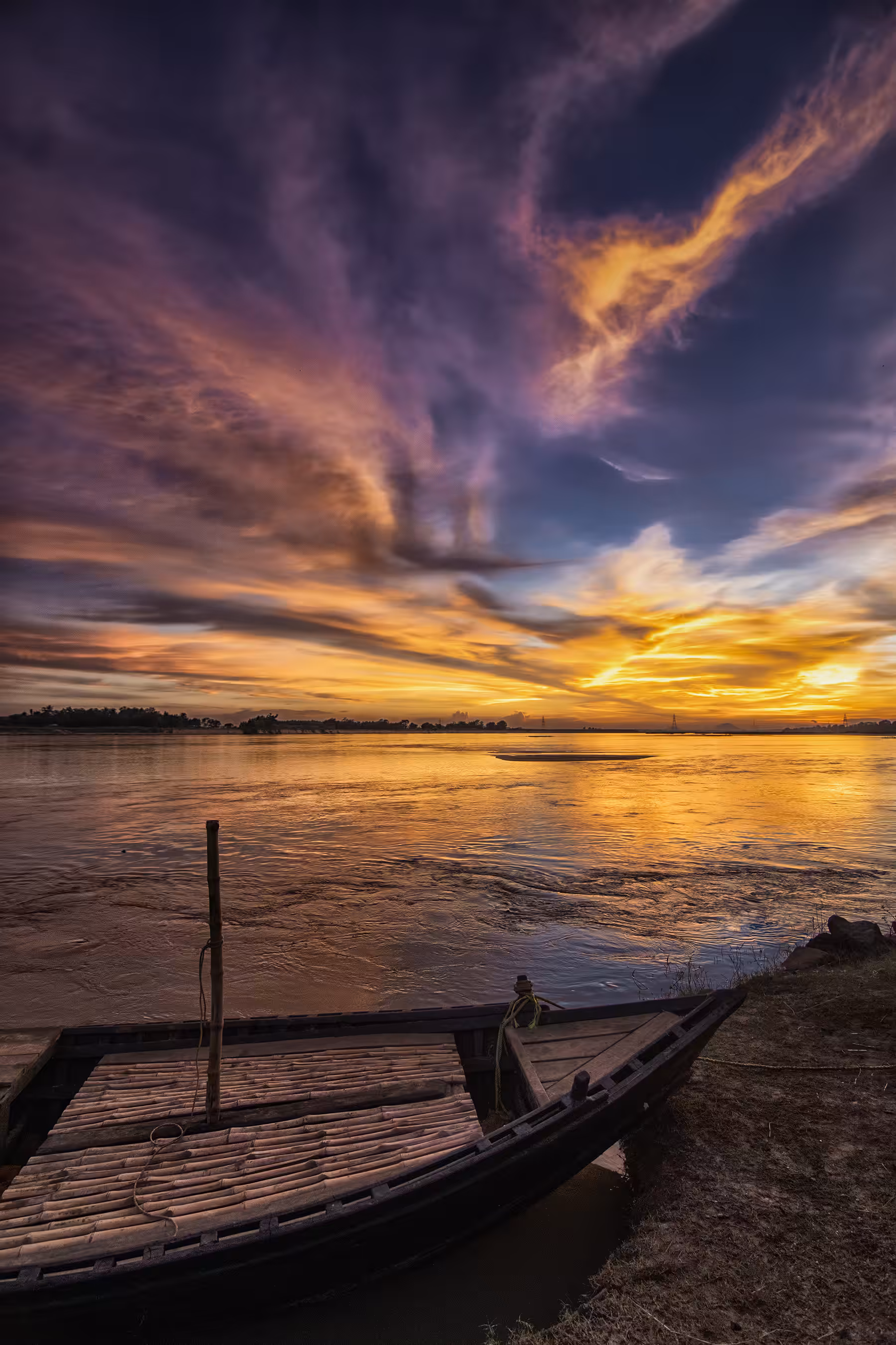 The boat in sunset