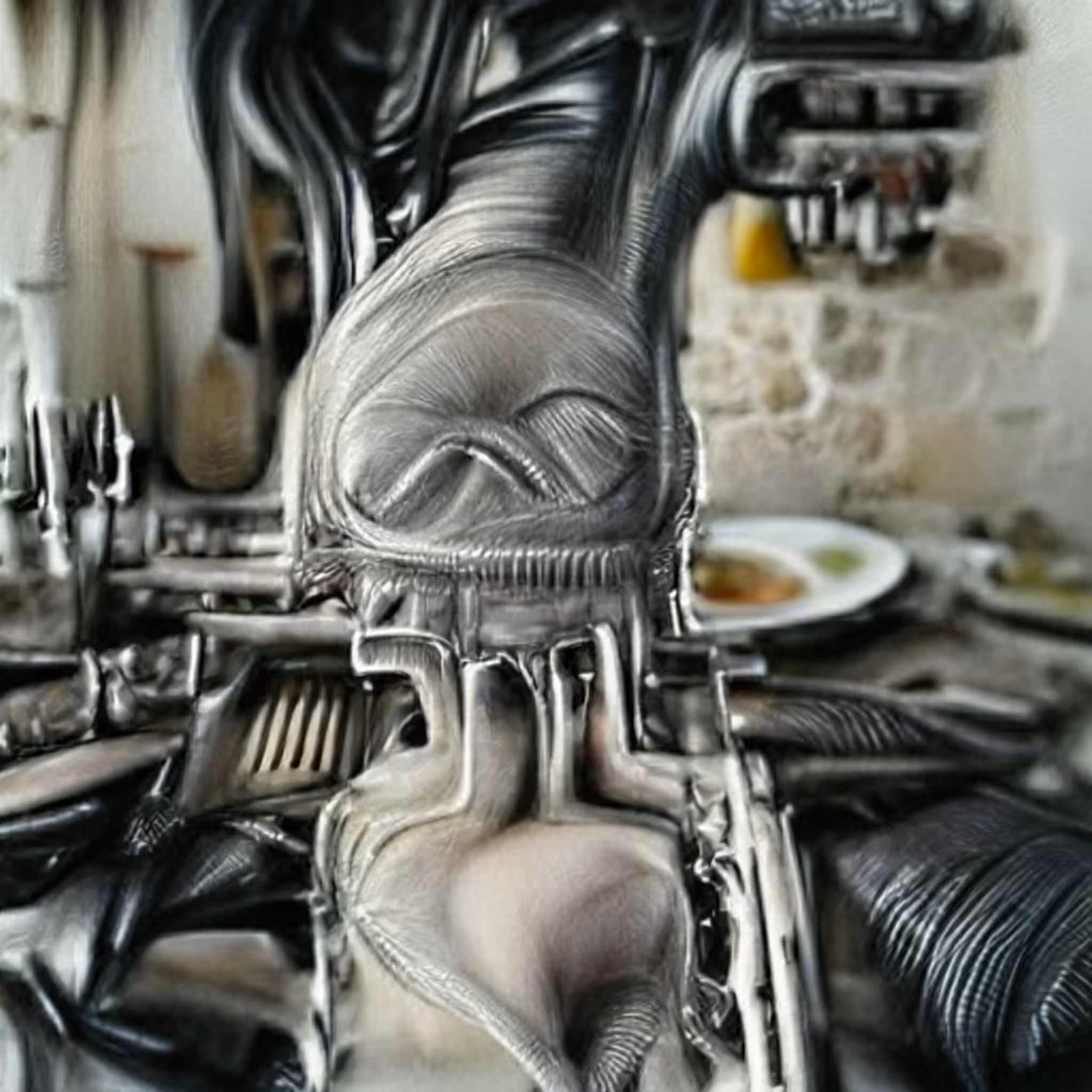 TokBlokk in a Giger Alien Style. Biomechanical tribute to @TokBlokk