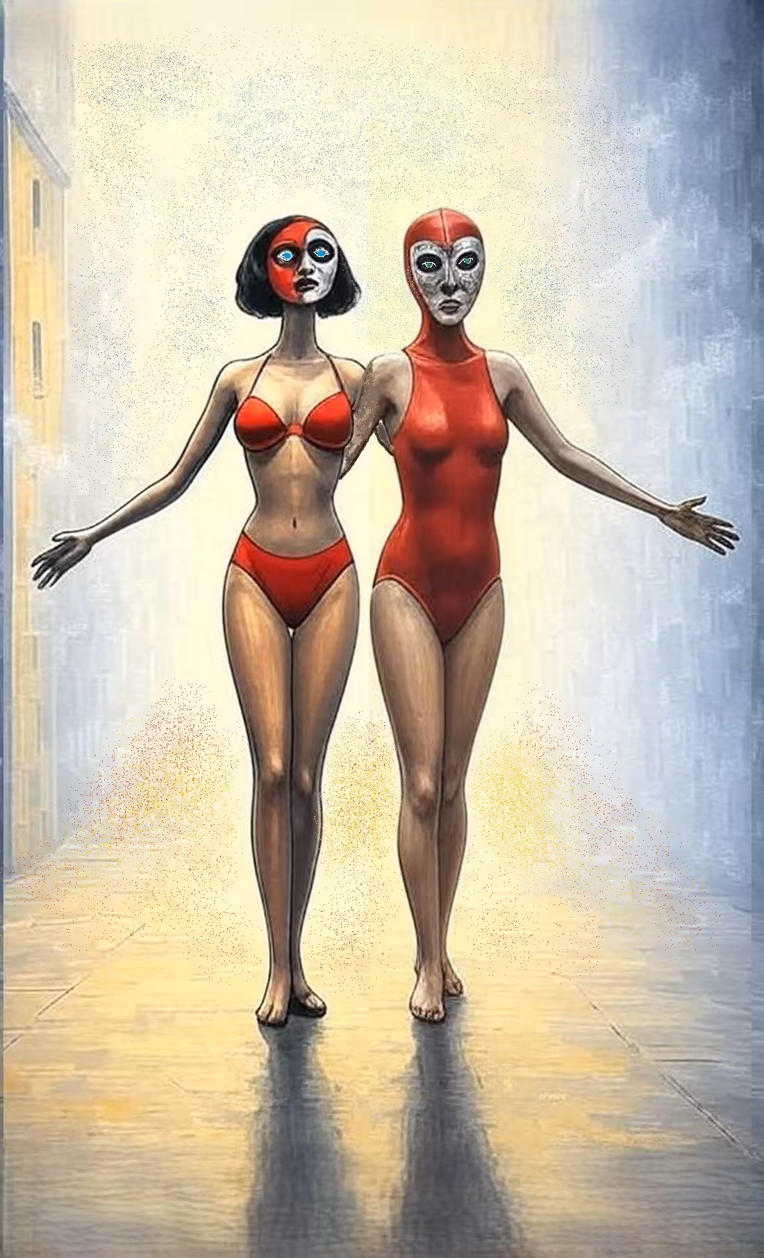 Female friendship. In mask