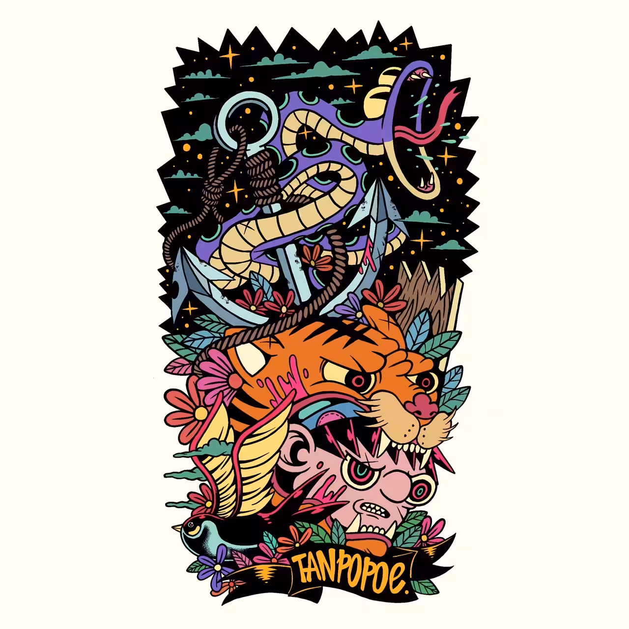 TANPOPOE IS REAL !!: tanpopoe tattoo oldschool #02