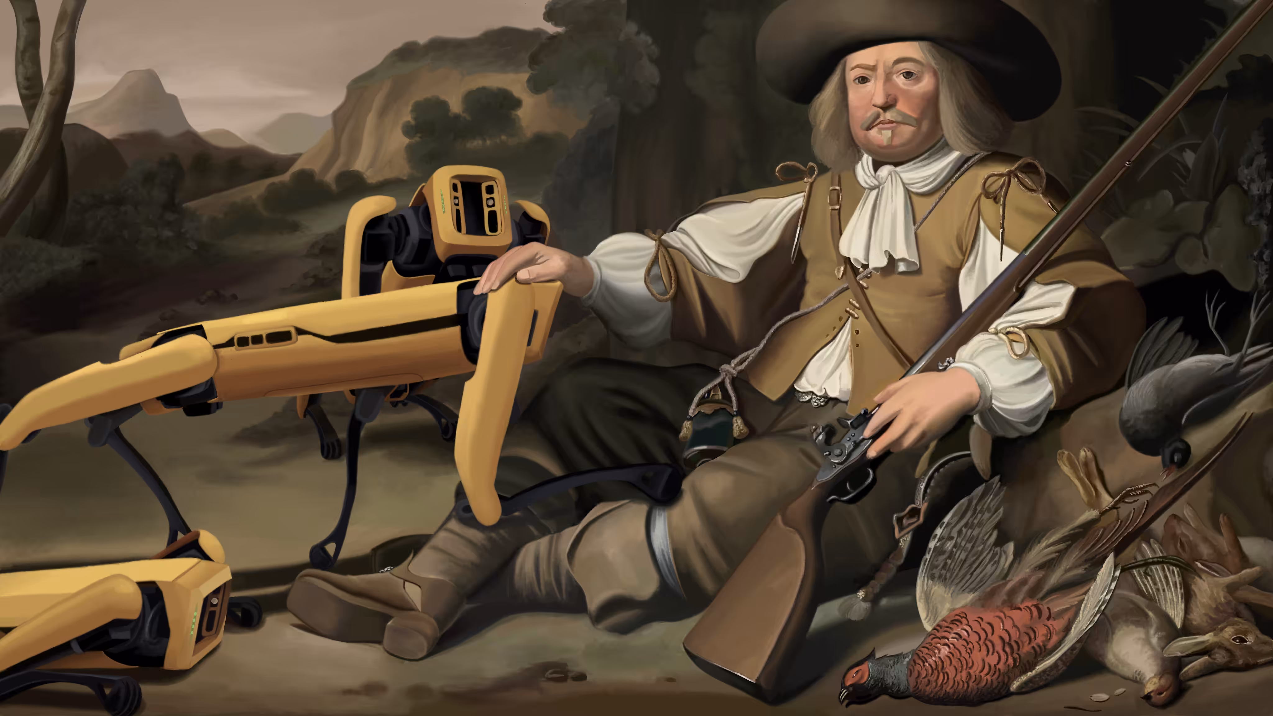 Portrait of a Seated Hunter with His Døgs