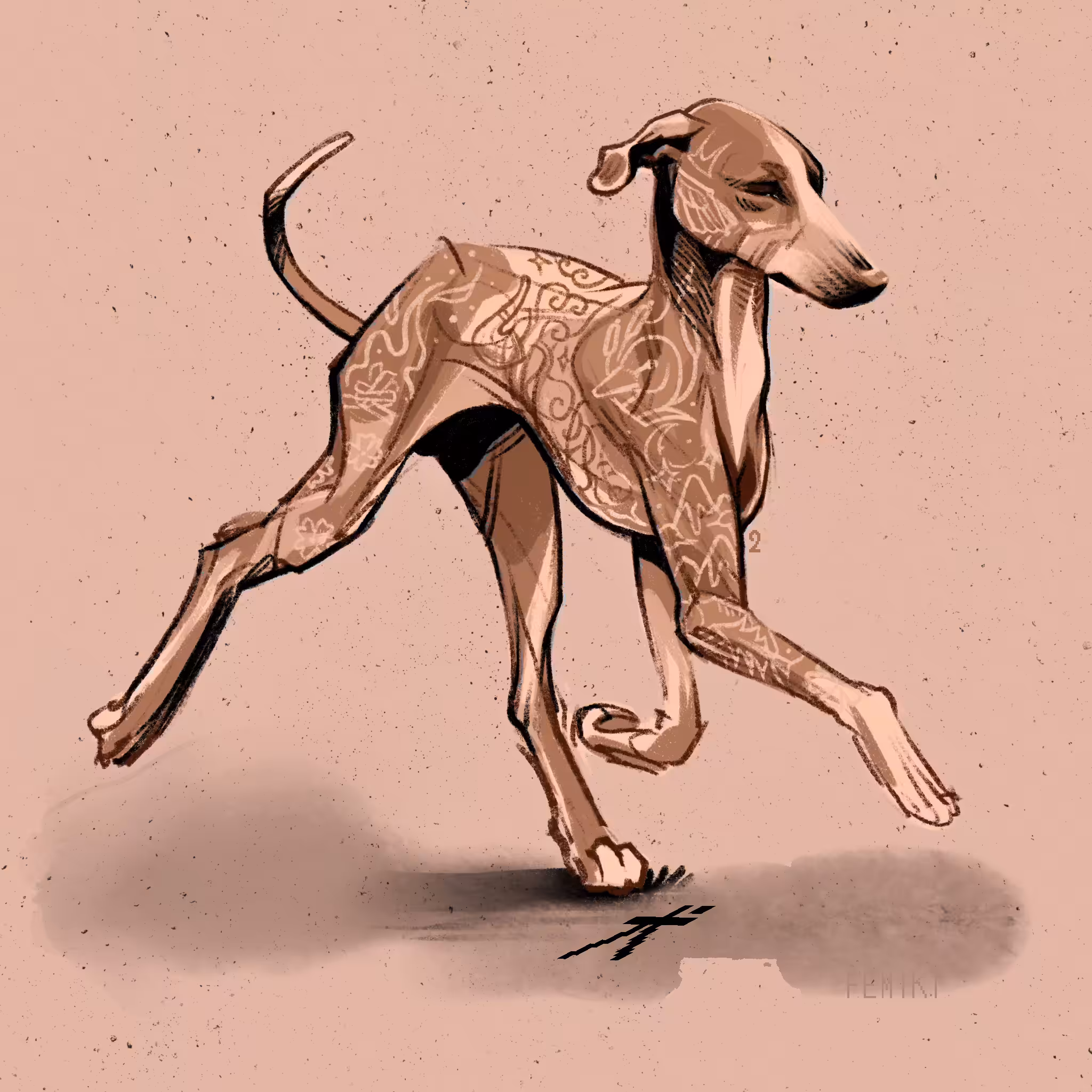 sumi:(inked) #2 GREYHOUND DOG