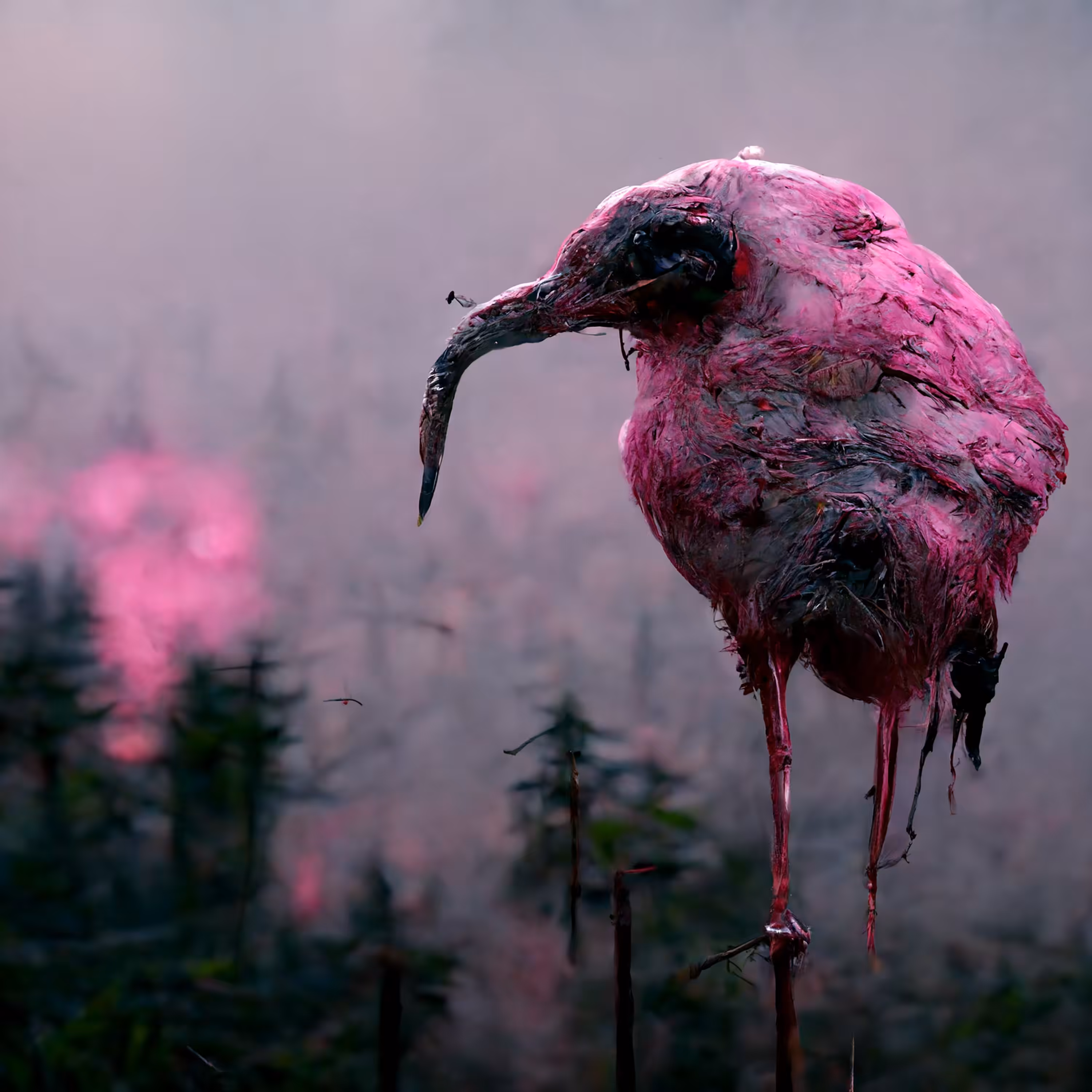 Pink on the forest