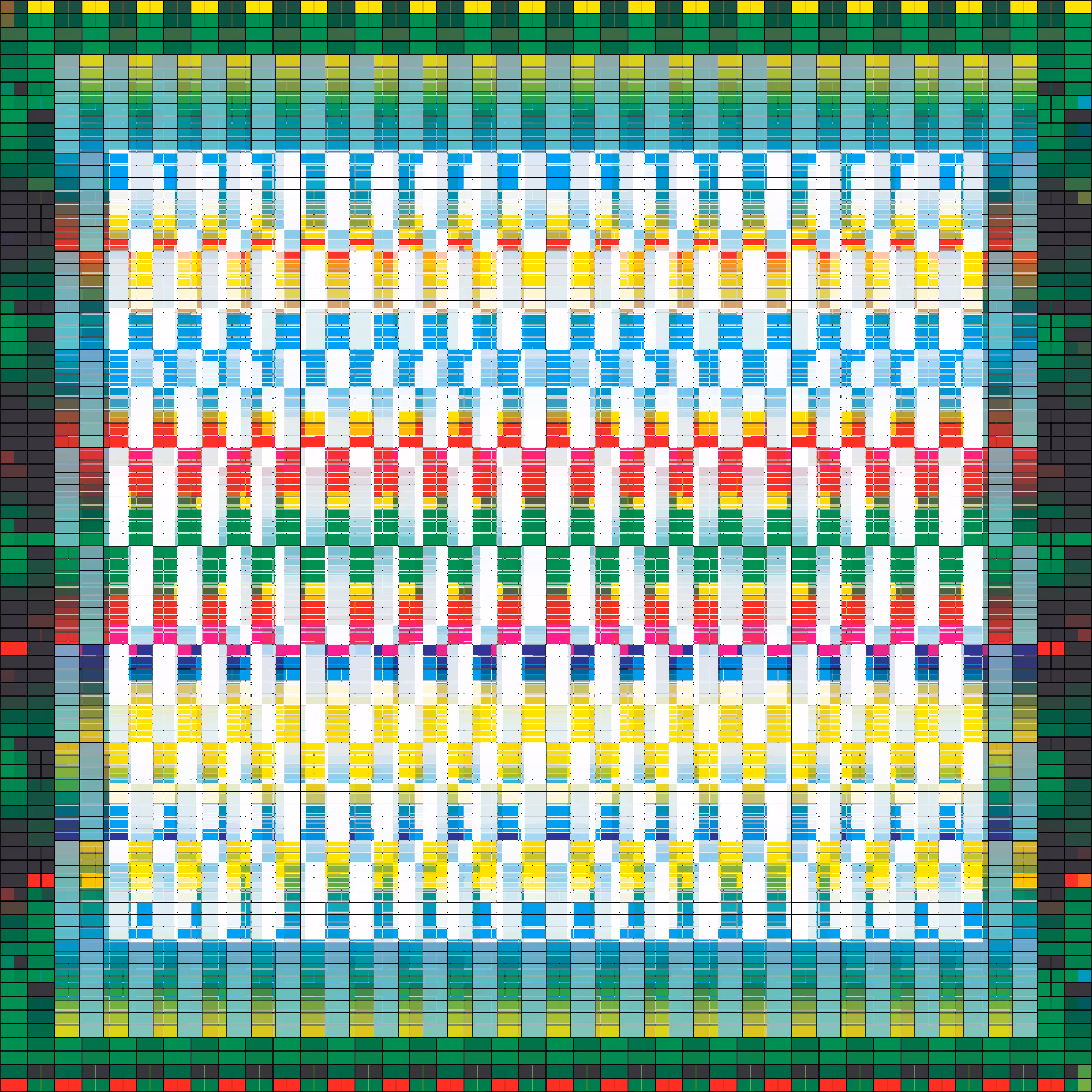 Block-Tile Grid: Checkers Fanning #3: Copy 3 Variations #1