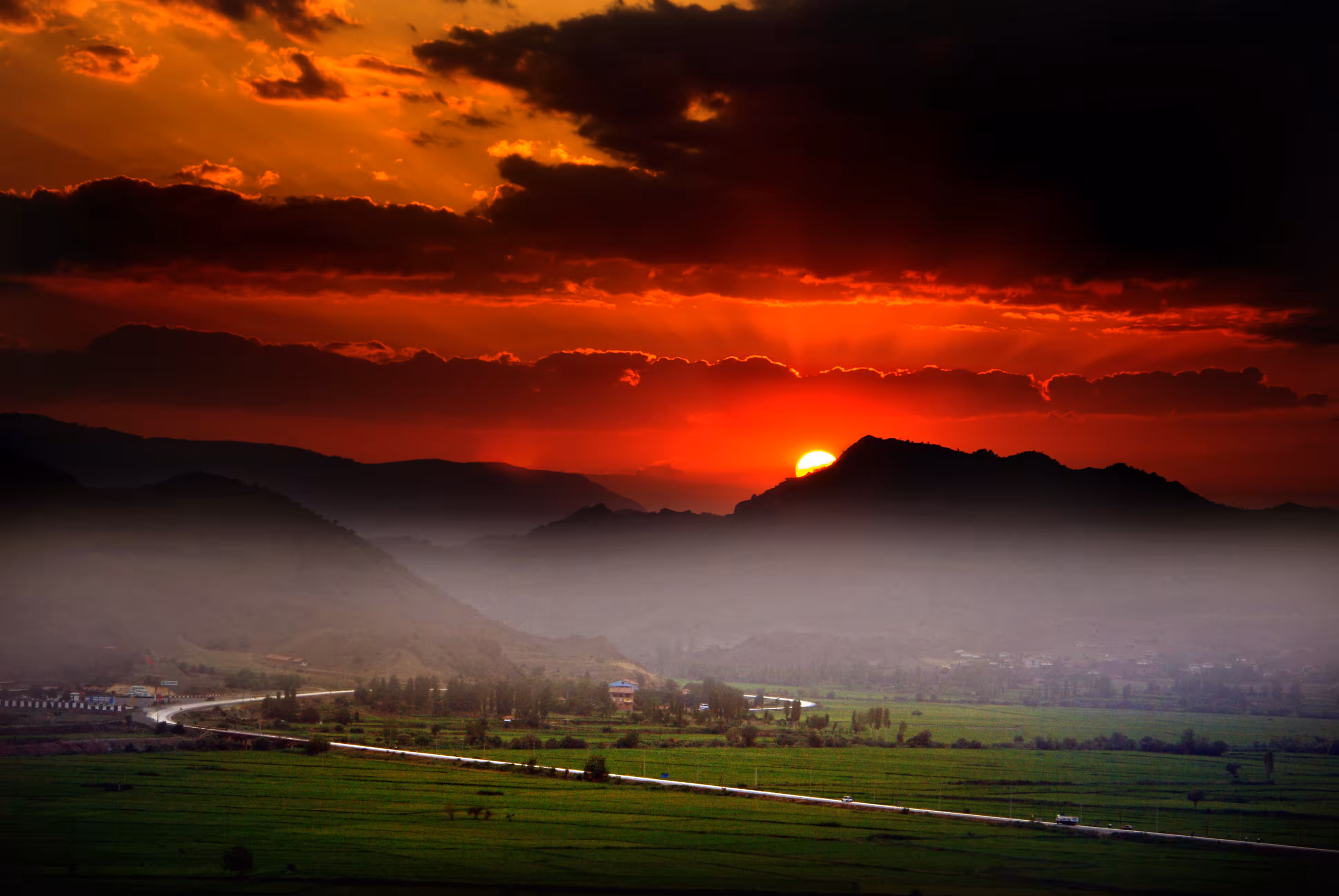 Sunset in the village