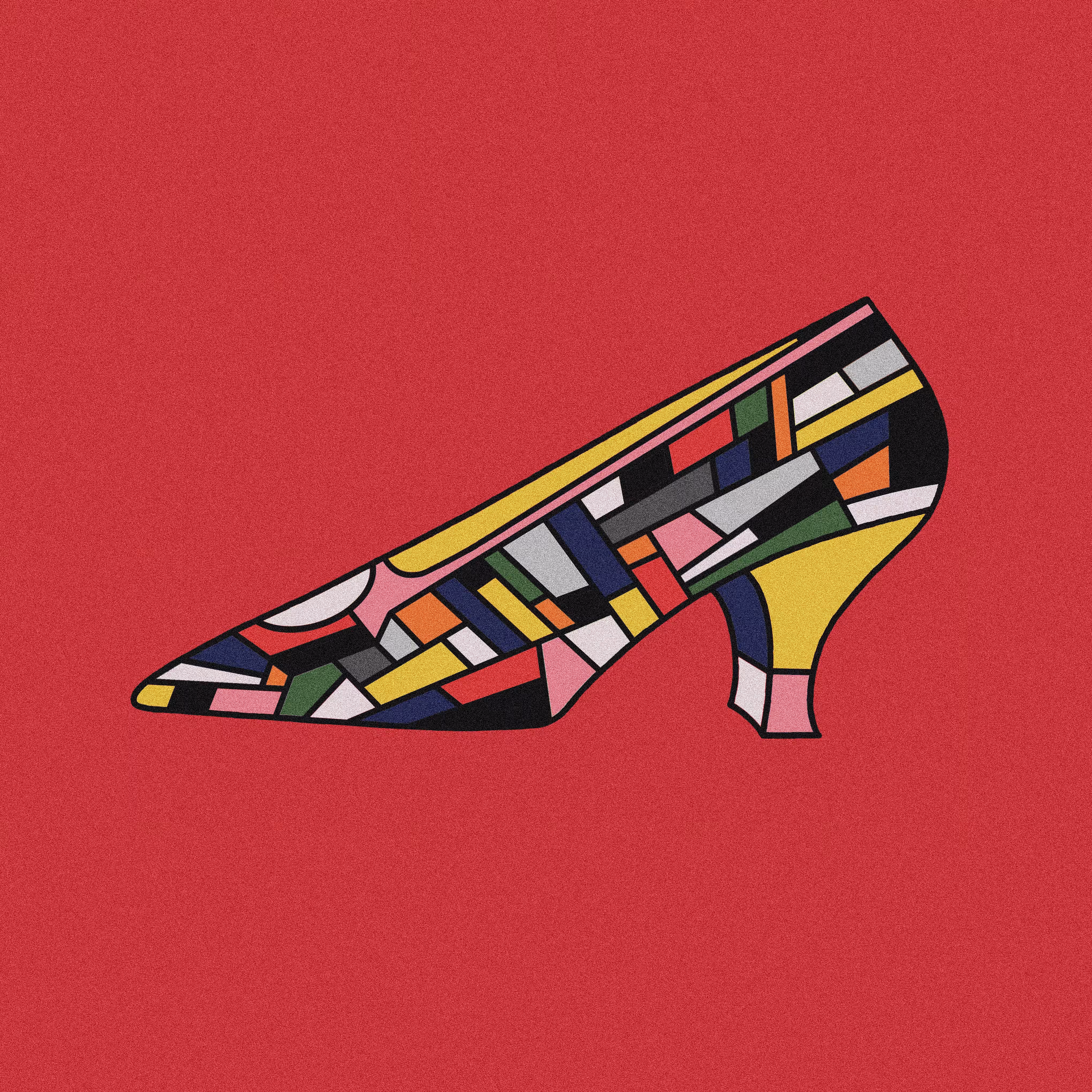 Shoe on red