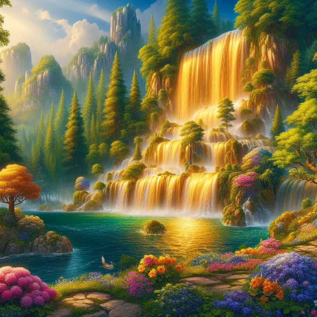 Golden waterfall