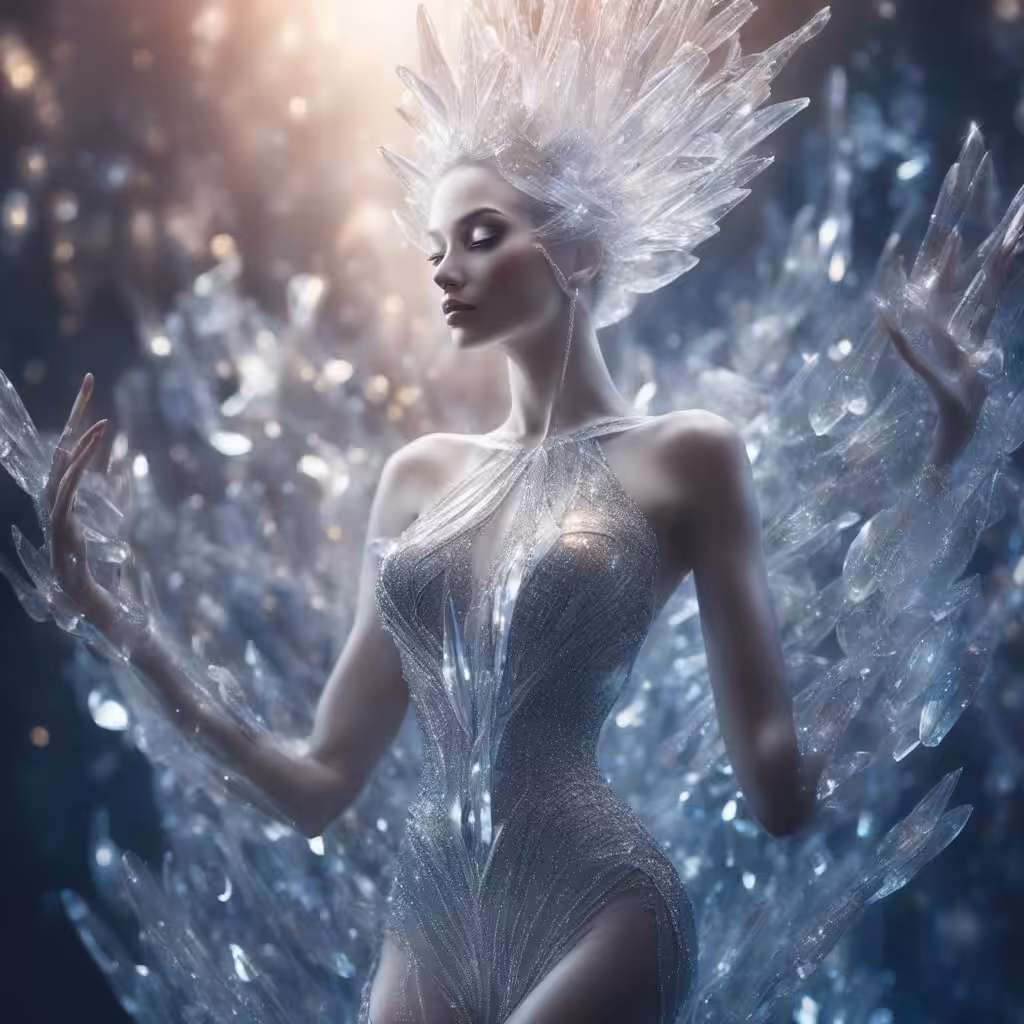 A woman made of crystal