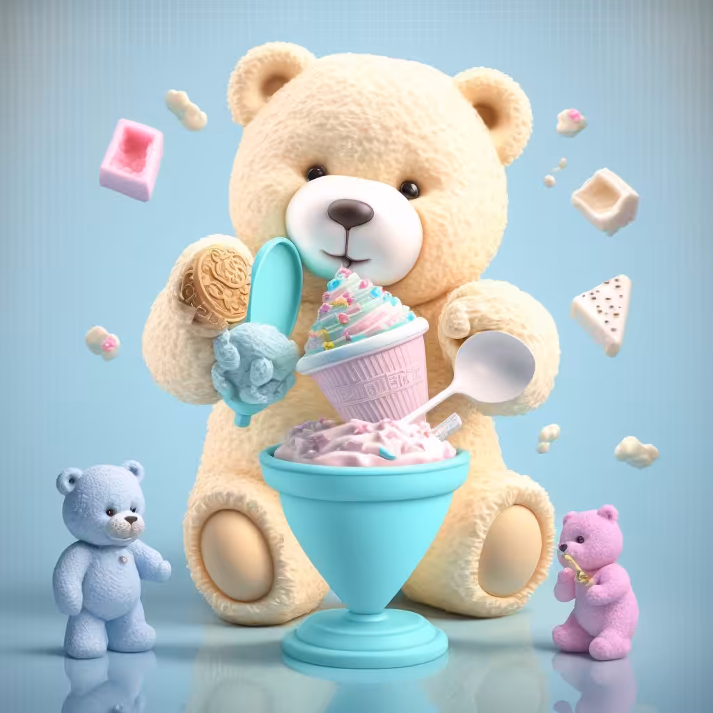 Teddy bear and ice cream