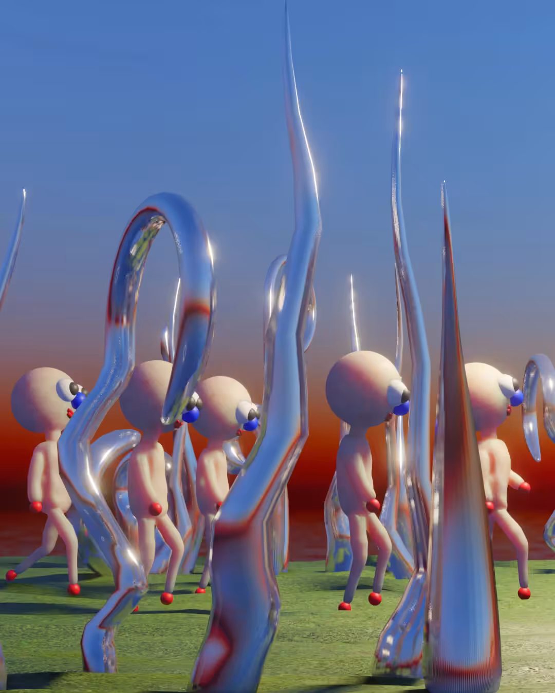 small people walking