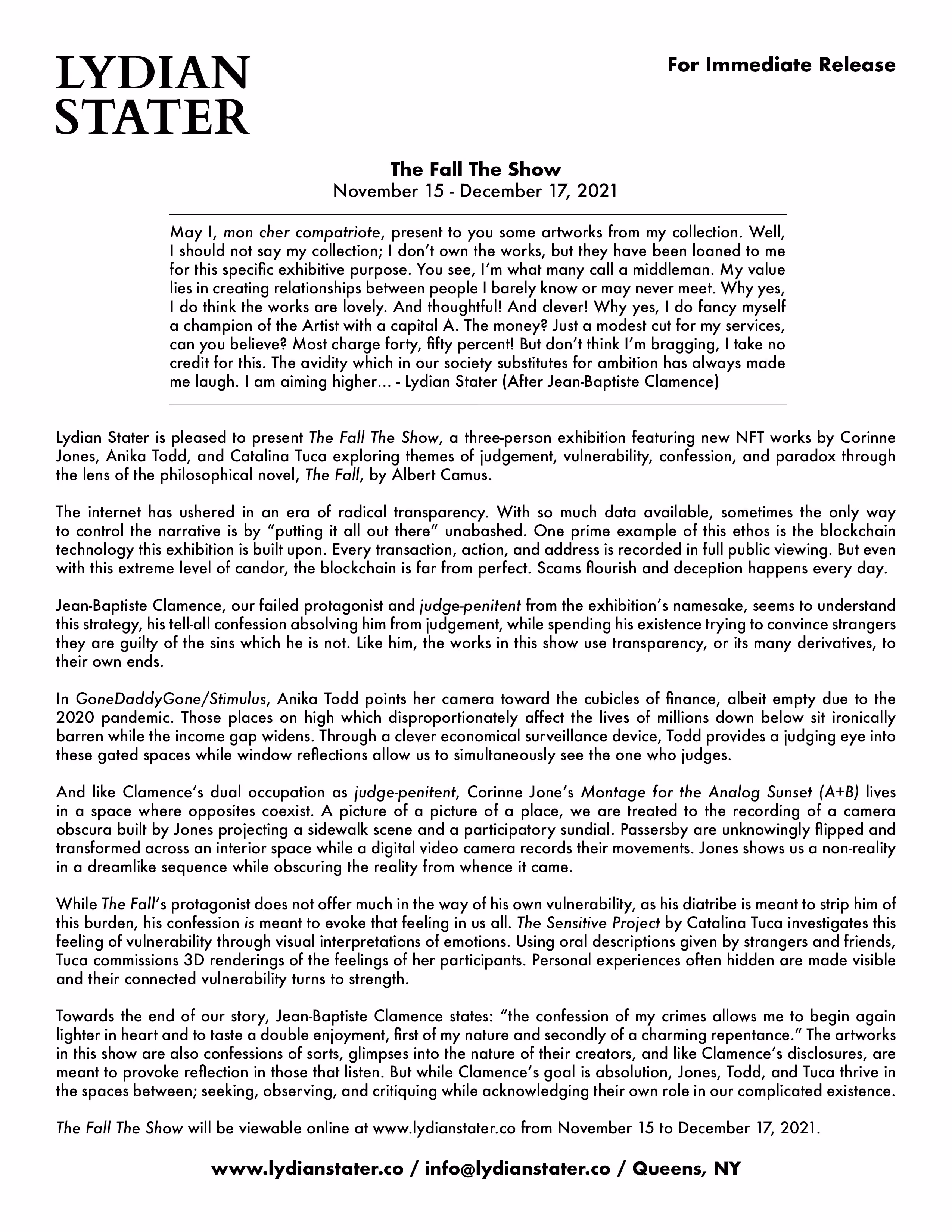 The Fall The Show (The Press Release)