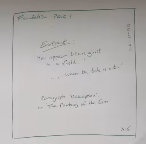 Extract: from Walkthrough Notes (Progression One)