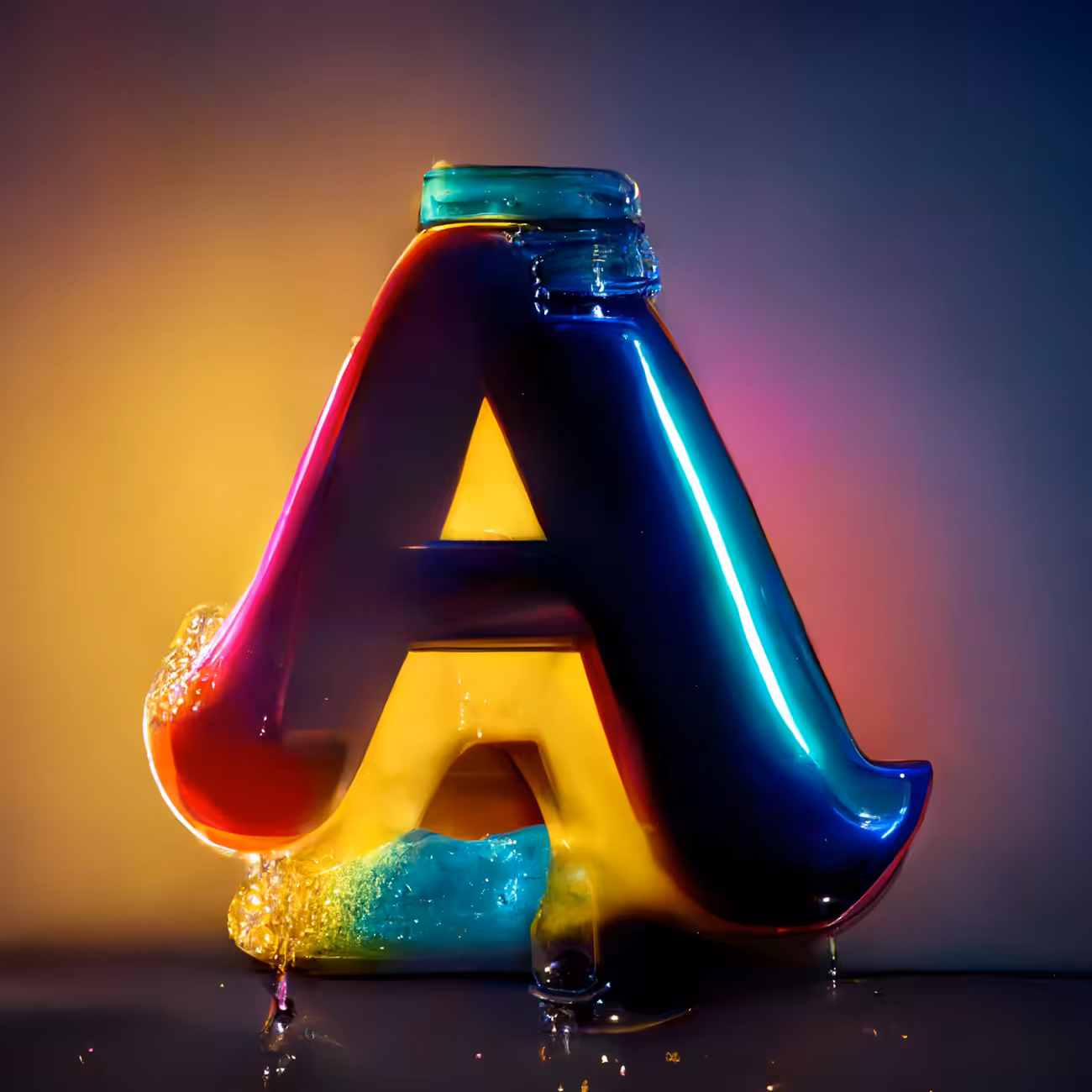 Shiny Liquid Alphabet Series - A