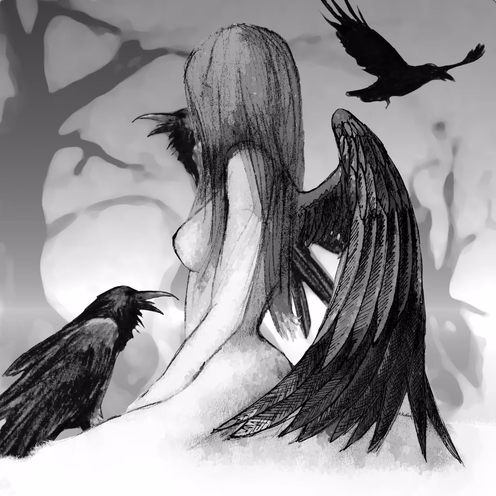 The Angel and the crows
