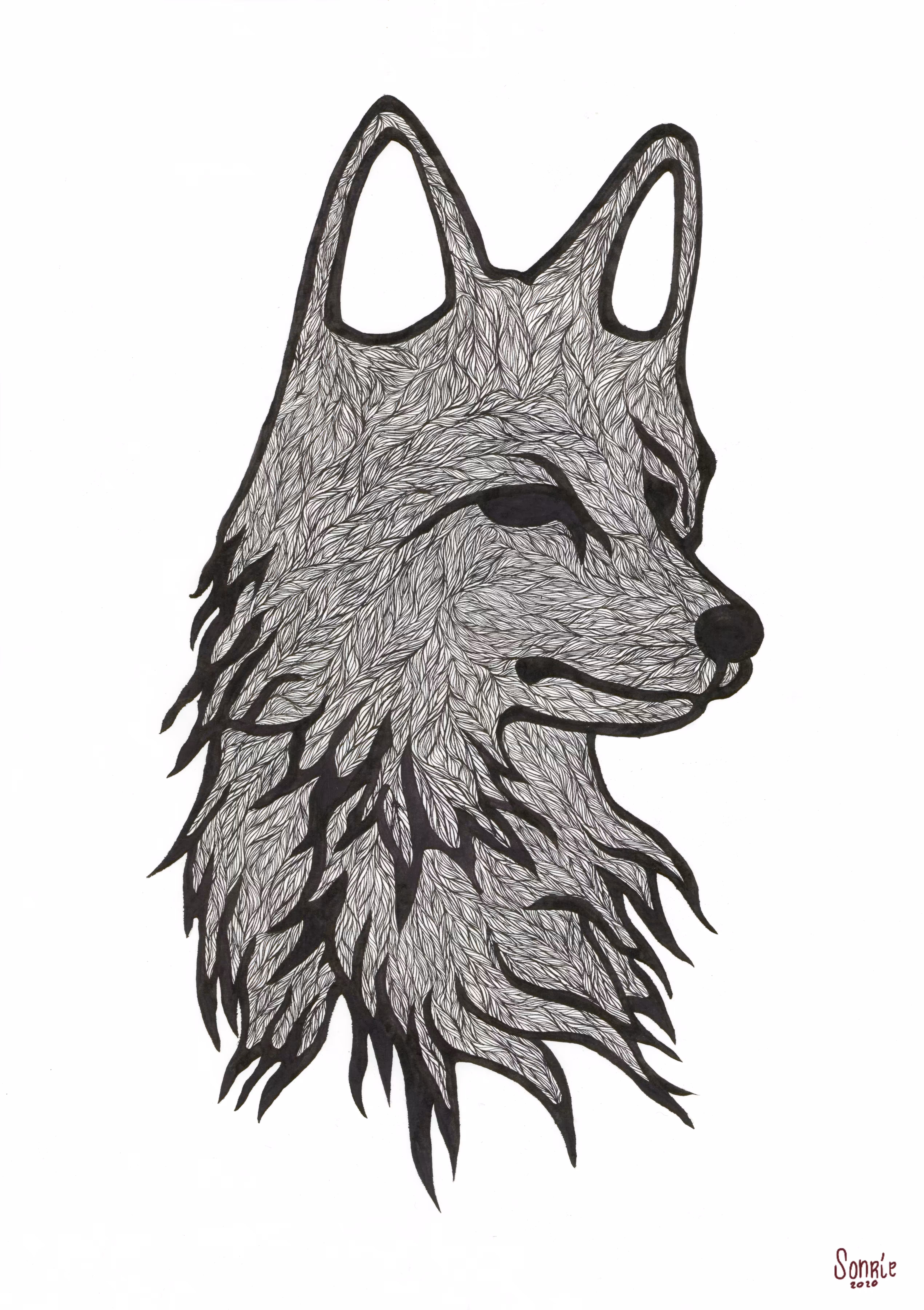 "Siberian Fox" Chinese Ink handpainted