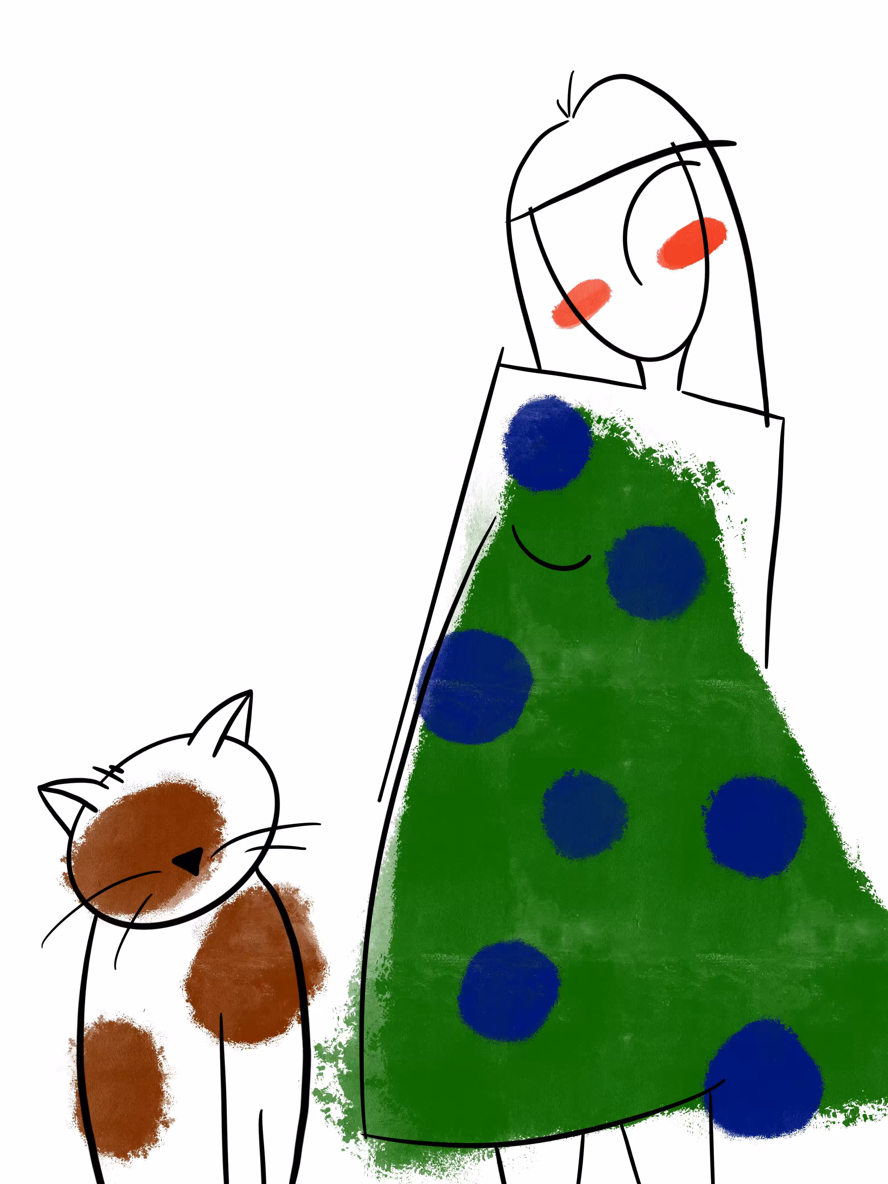 Girl with a spotted cat