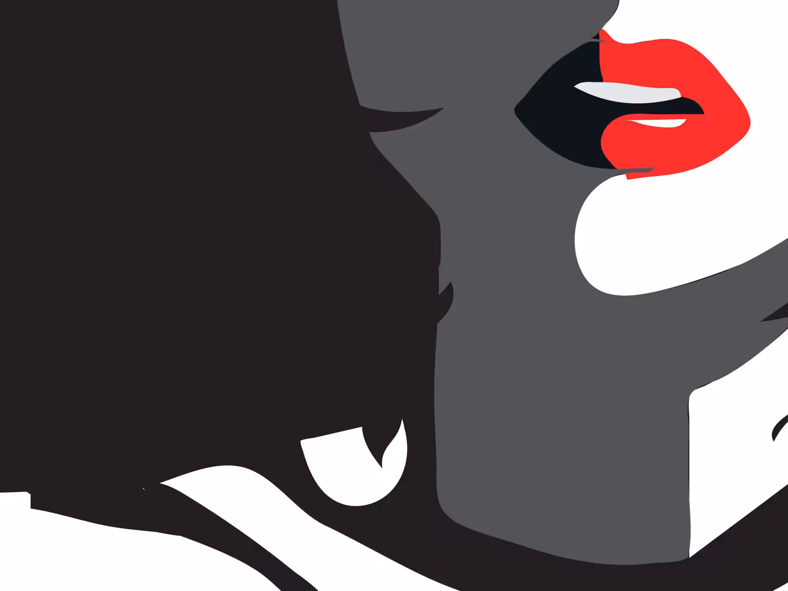 Femme de noir en rouge