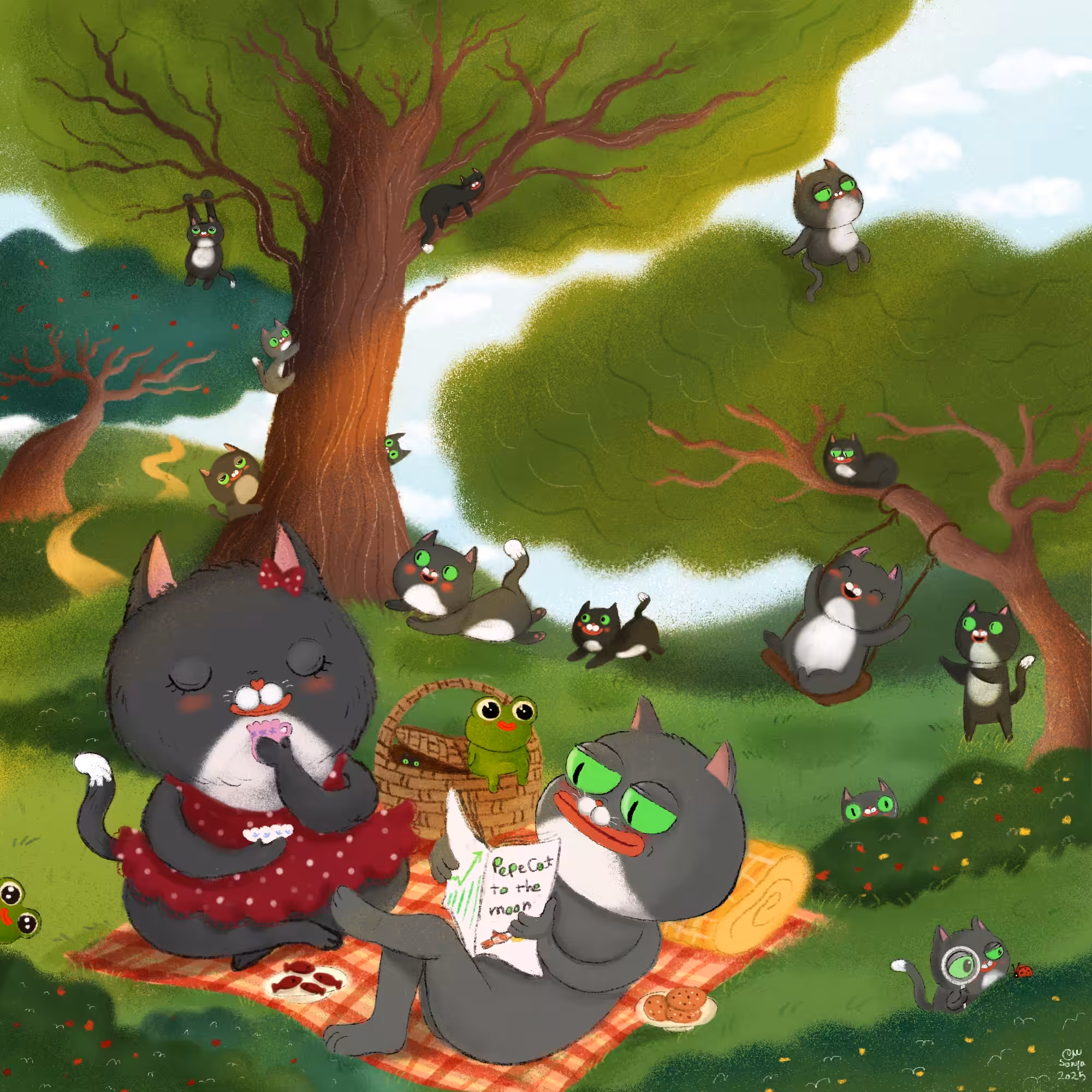 sonyart 1/1 artworks: Pepecat Family