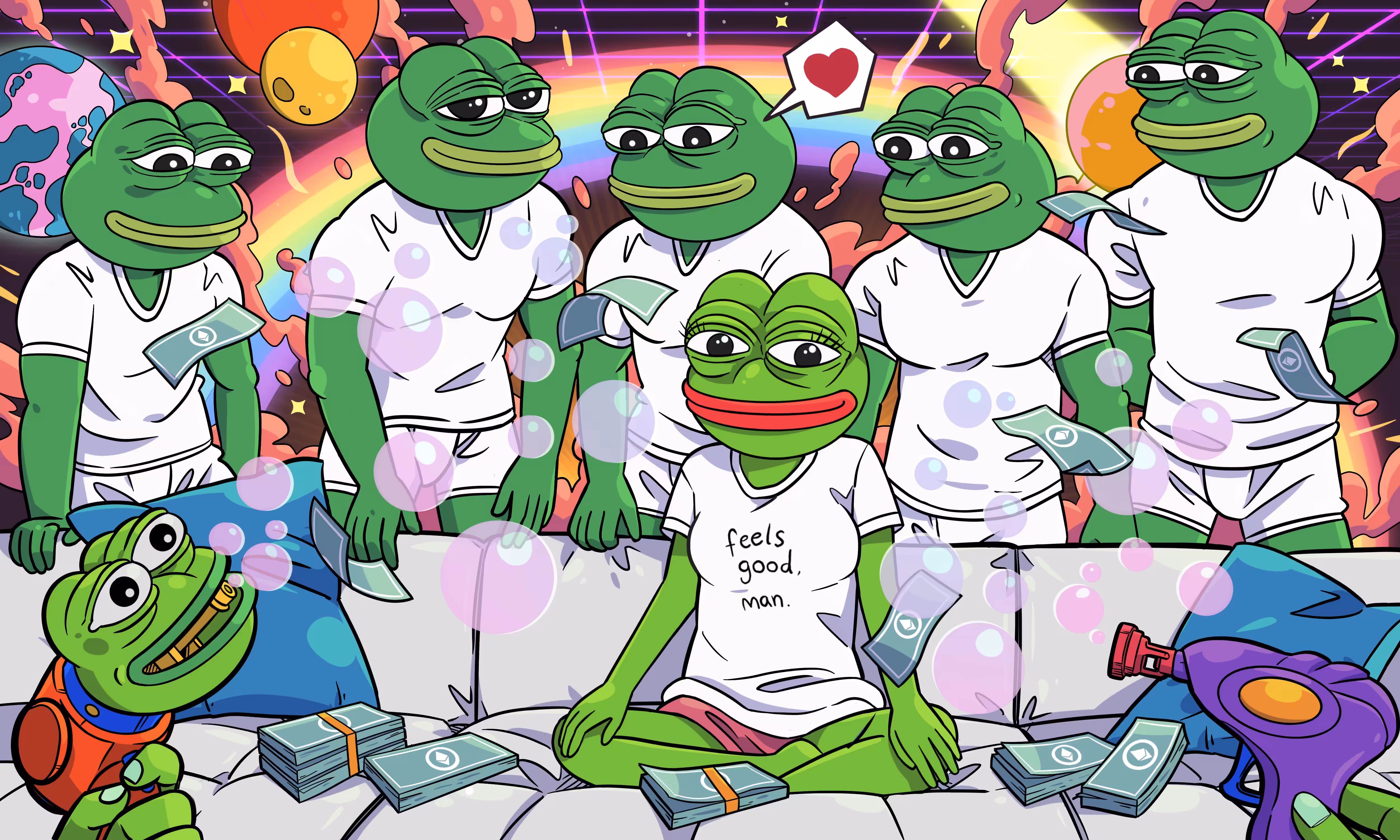 White Pepe With 5 Black Guys