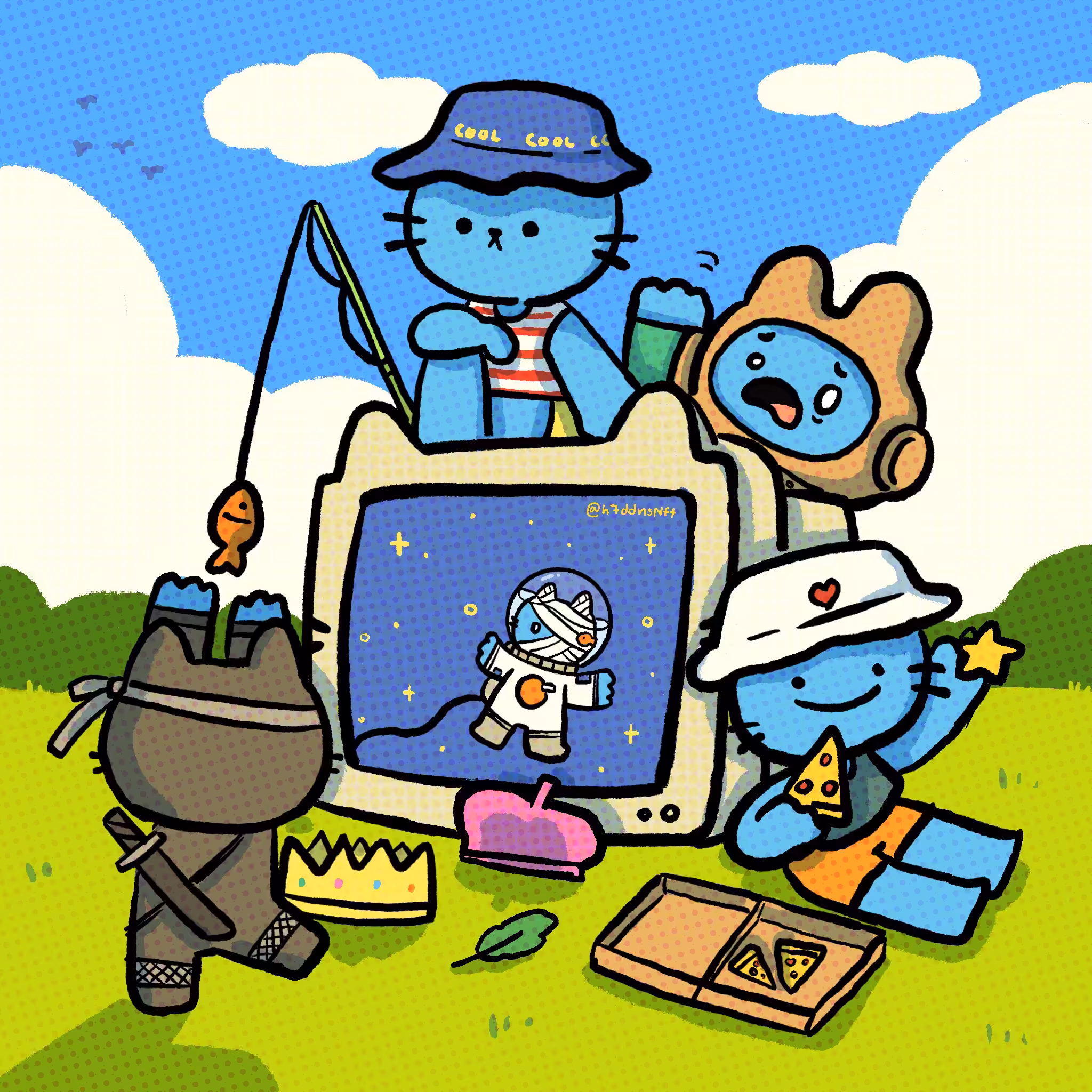 The vacation time of cool cat